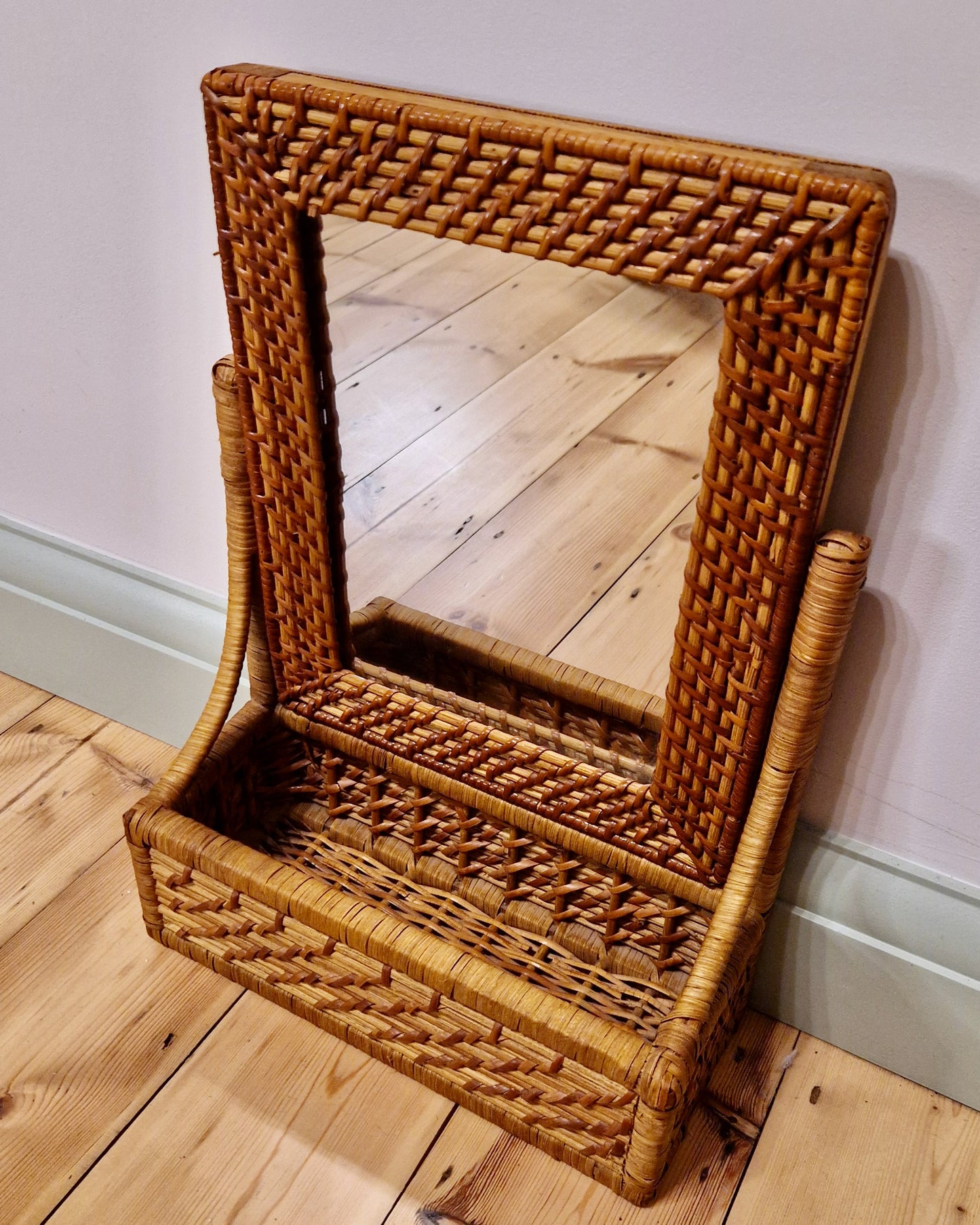 Wicker Mirror with Storage