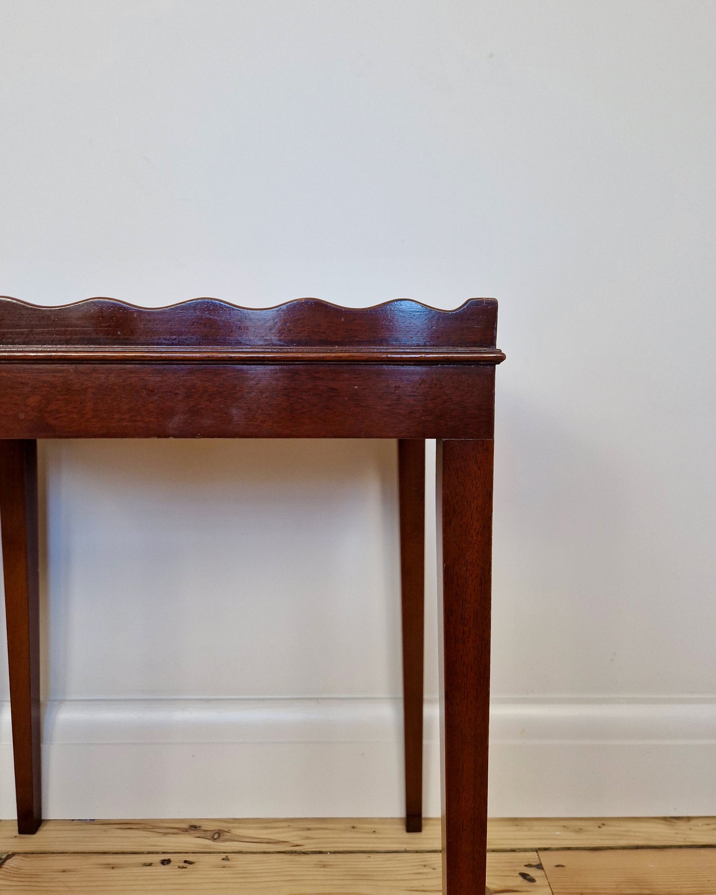 Pair of Vintage Side Tables with Scalloped Edge Detail