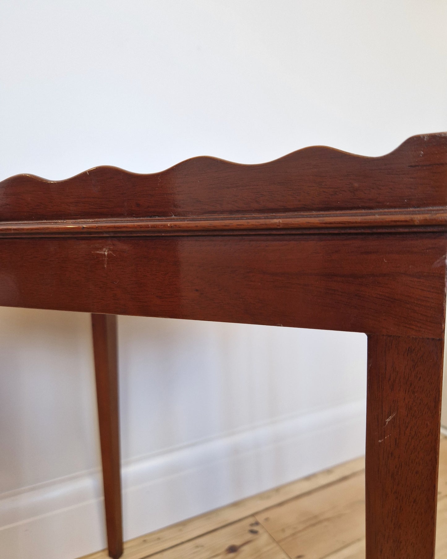 Pair of Vintage Side Tables with Scalloped Edge Detail