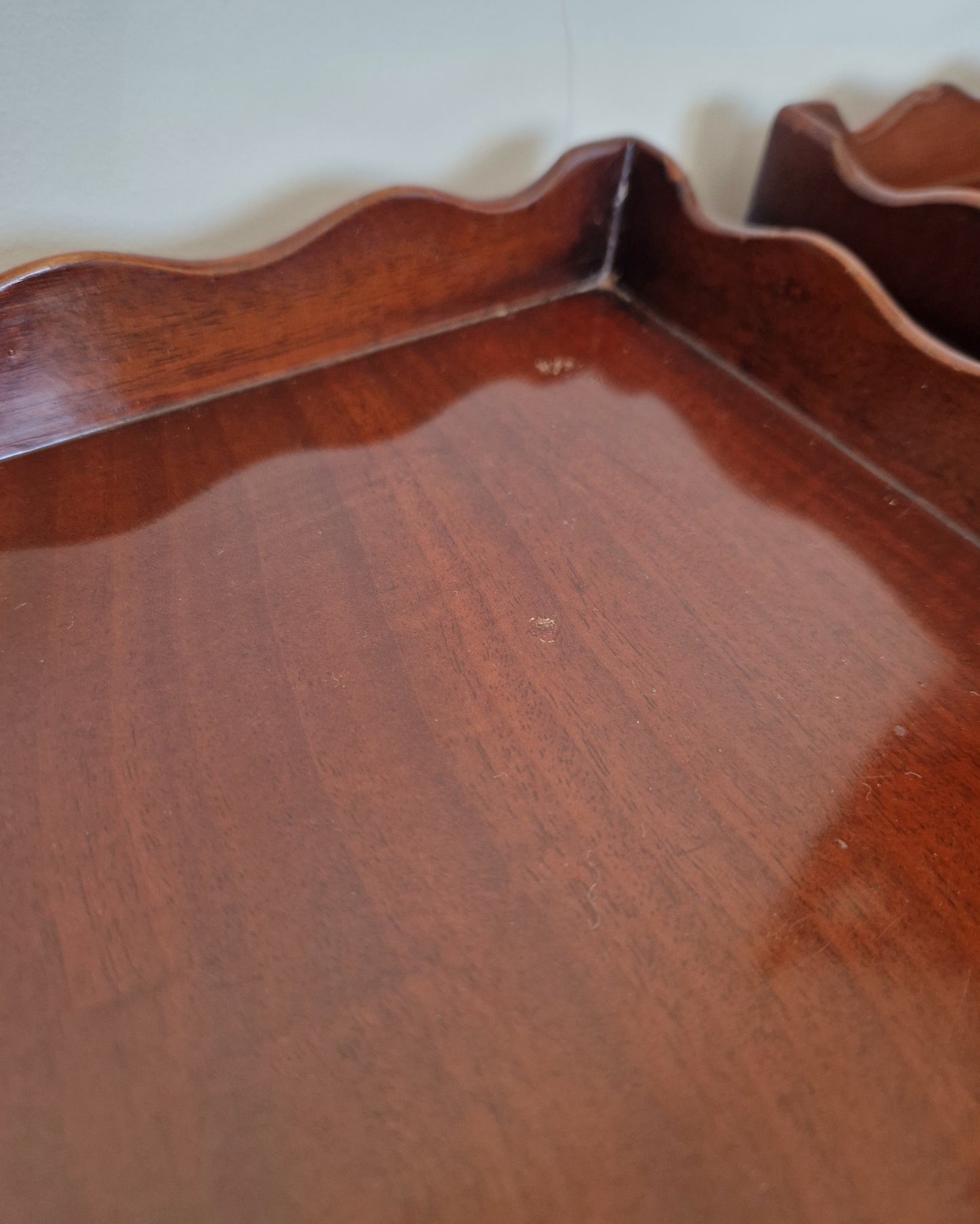 Pair of Vintage Side Tables with Scalloped Edge Detail