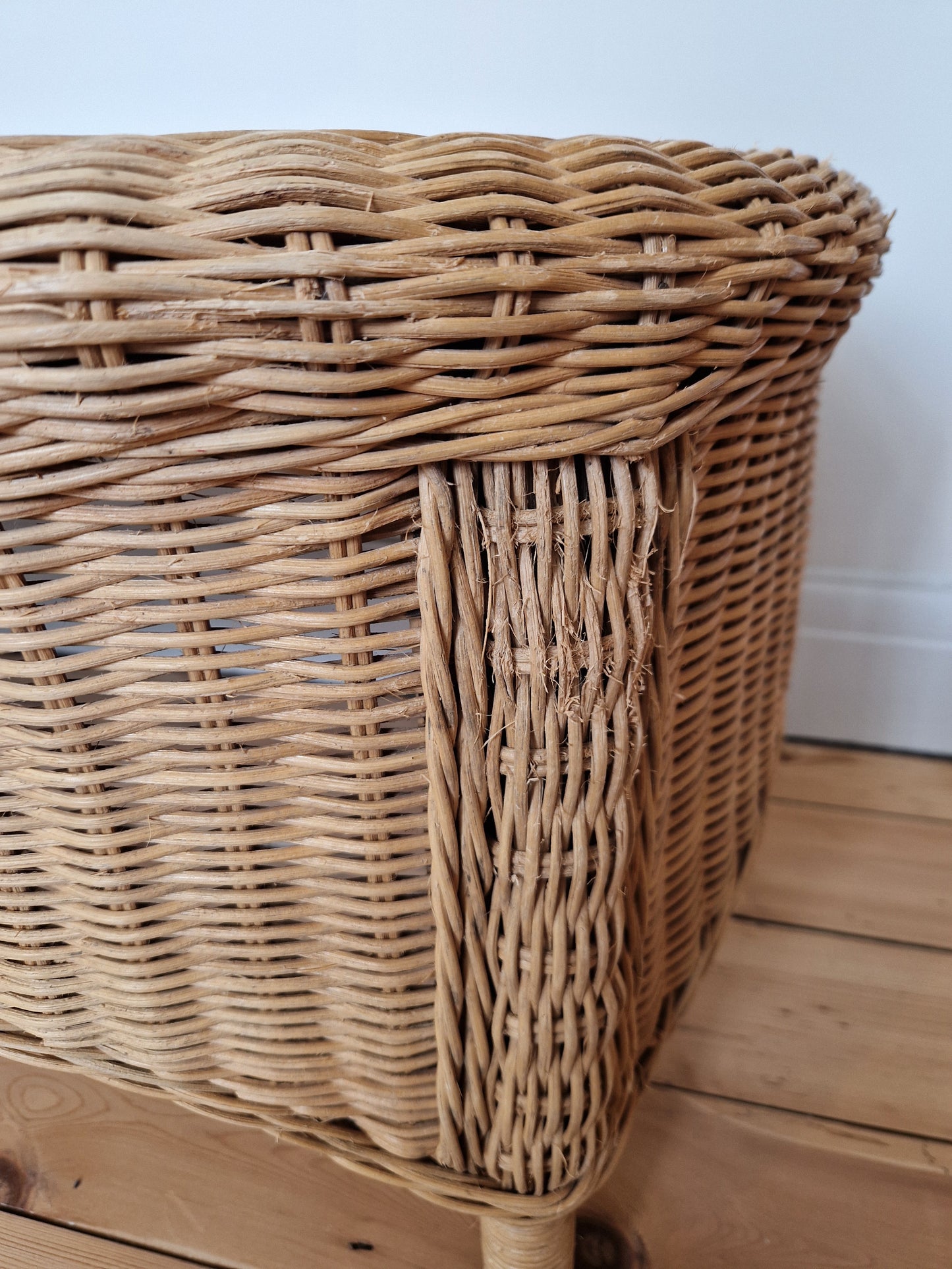 Vintage Wicker Coffee Table with Diamond Detail