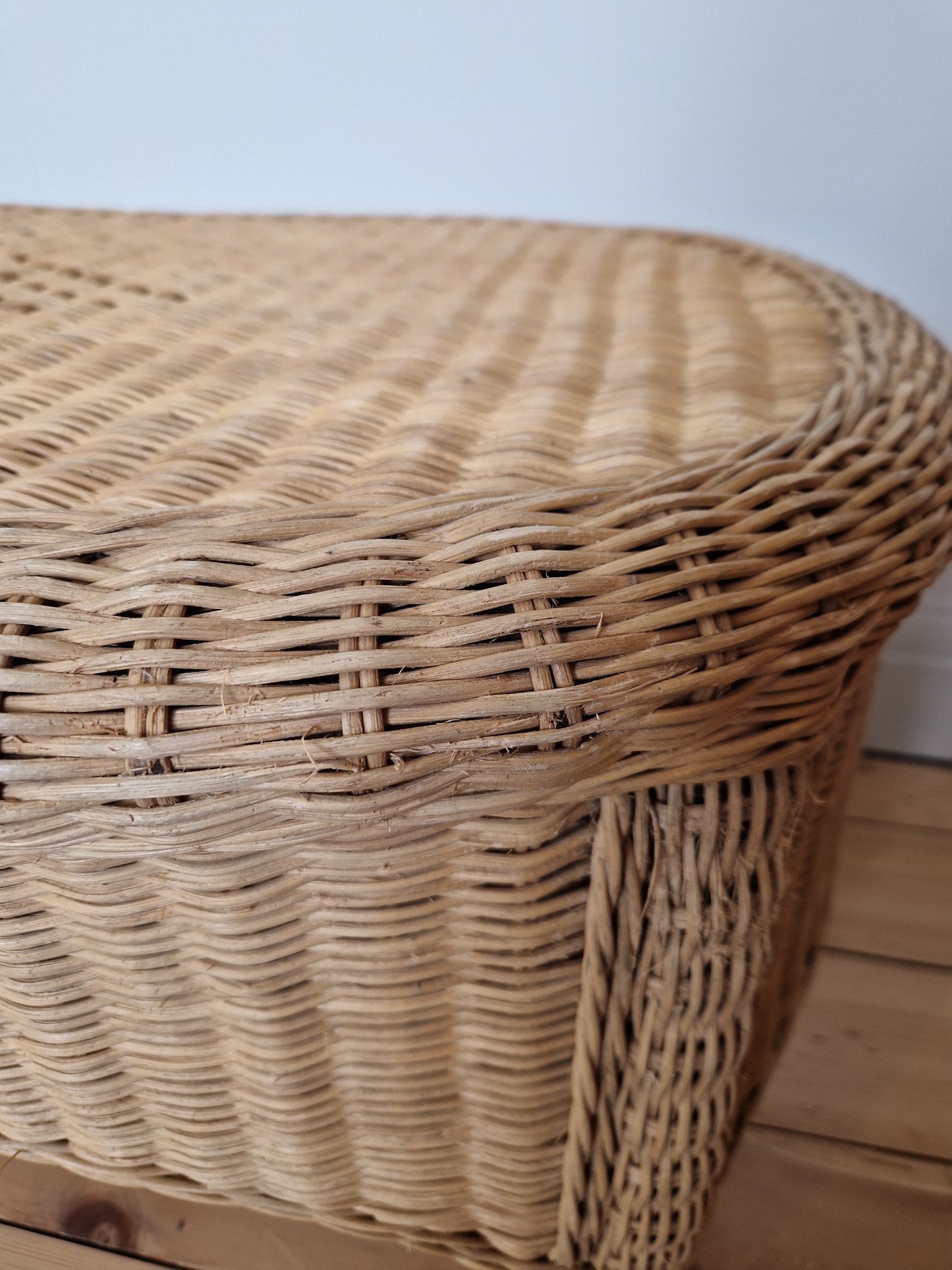 Vintage Wicker Coffee Table with Diamond Detail