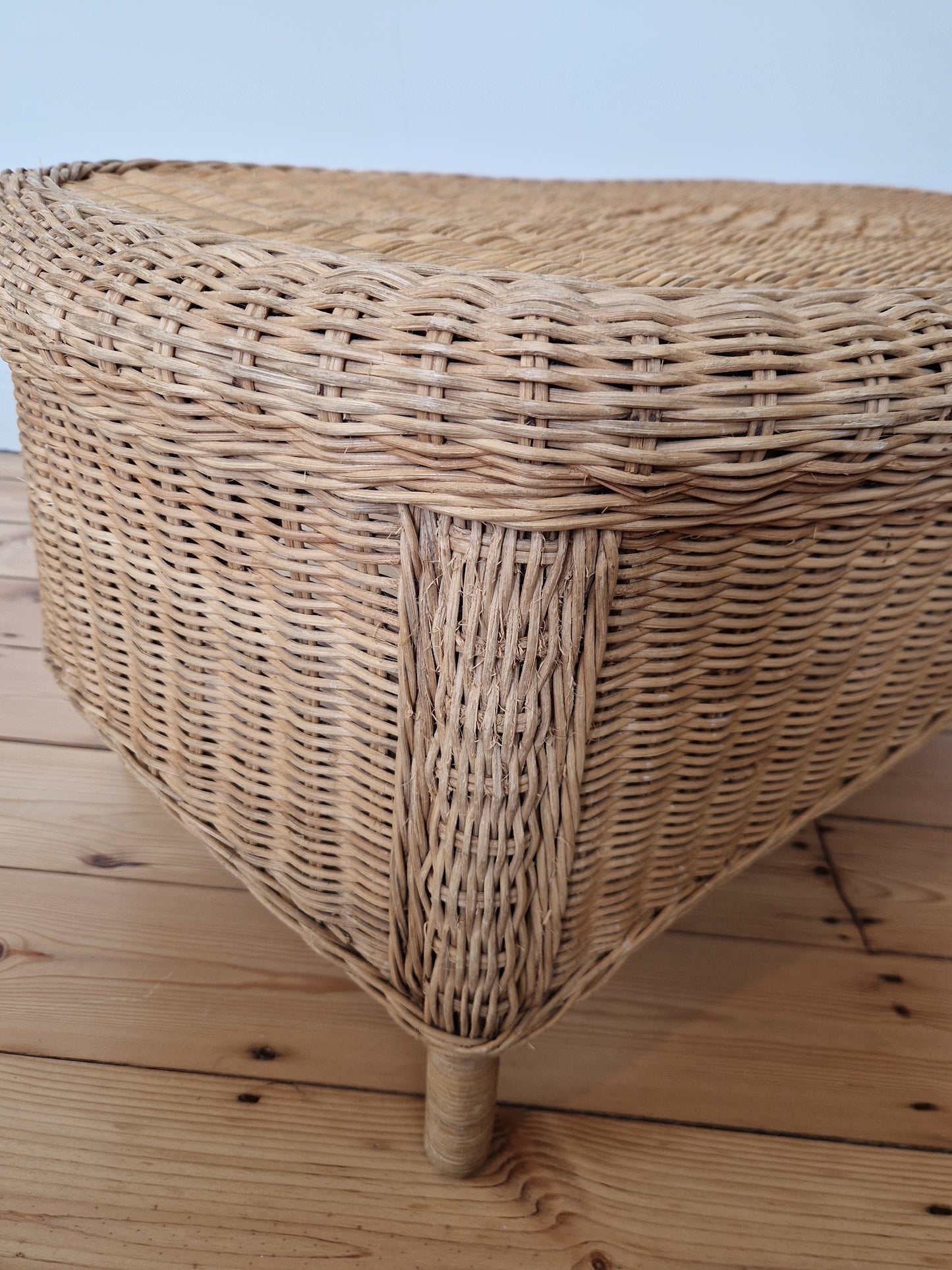 Vintage Wicker Coffee Table with Diamond Detail