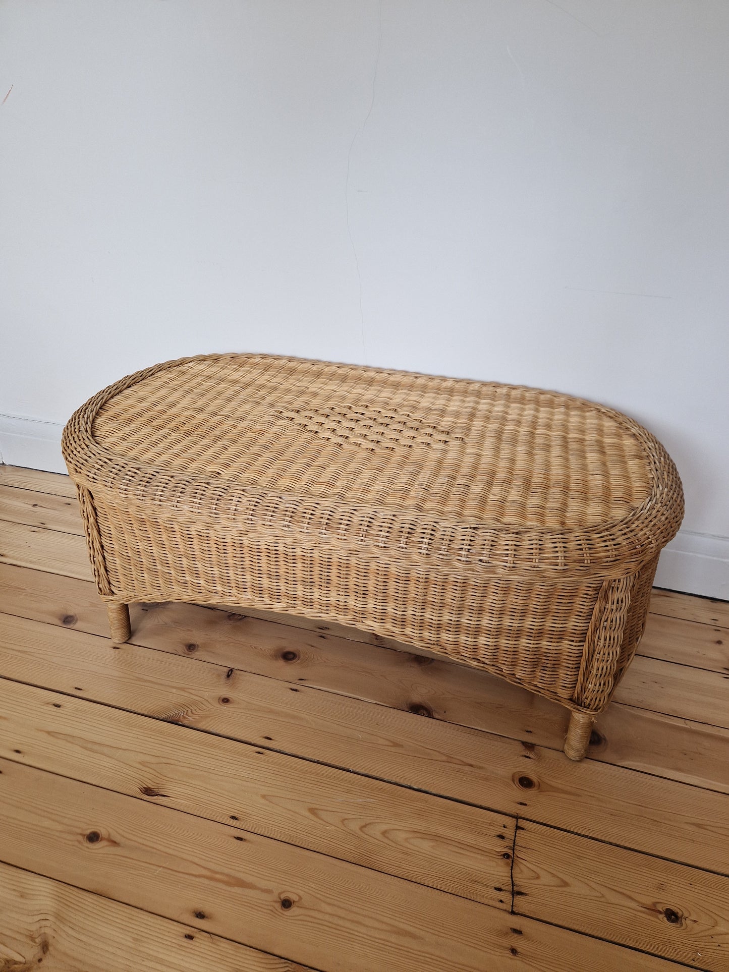 Vintage Wicker Coffee Table with Diamond Detail
