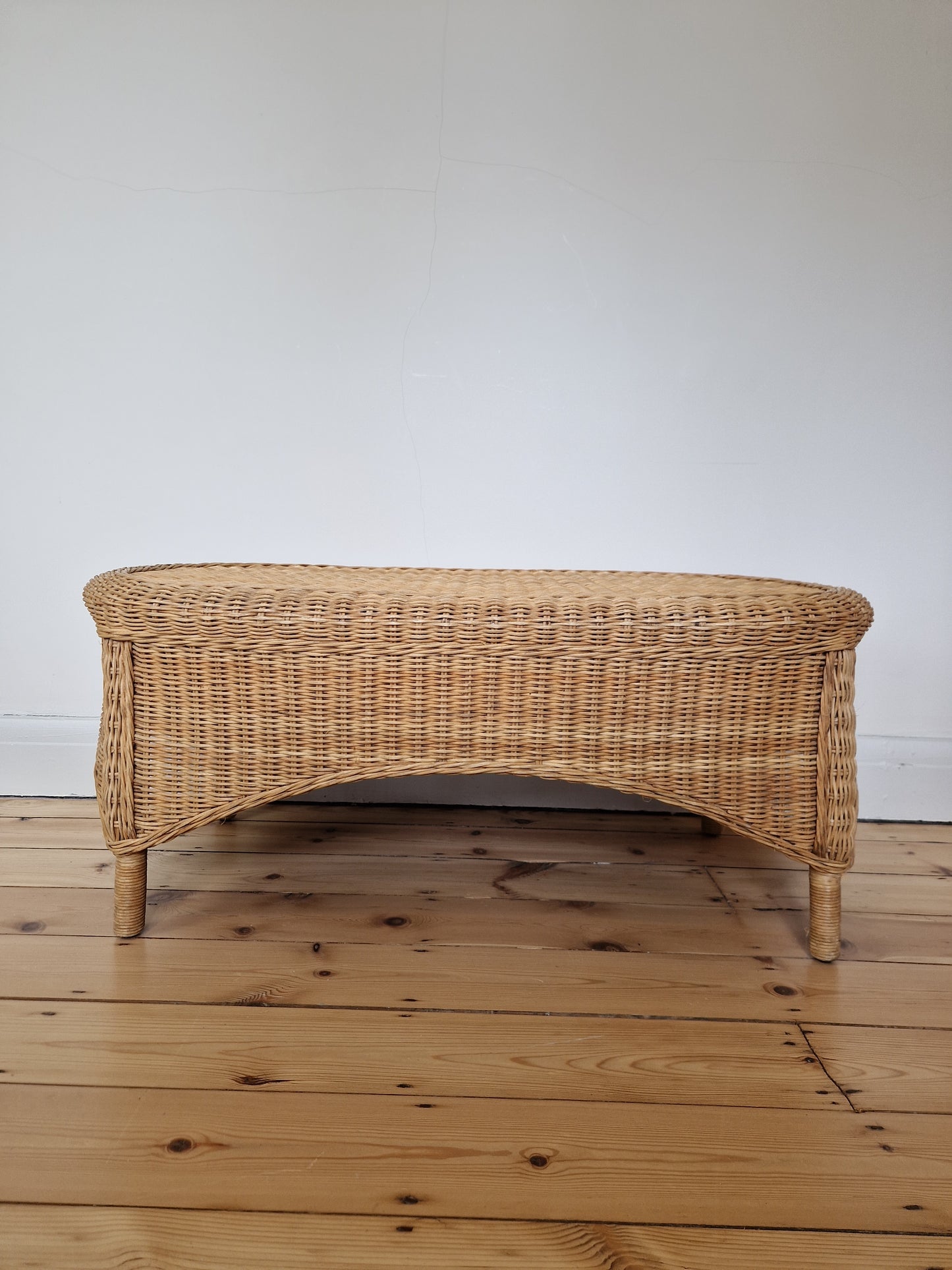 Vintage Wicker Coffee Table with Diamond Detail
