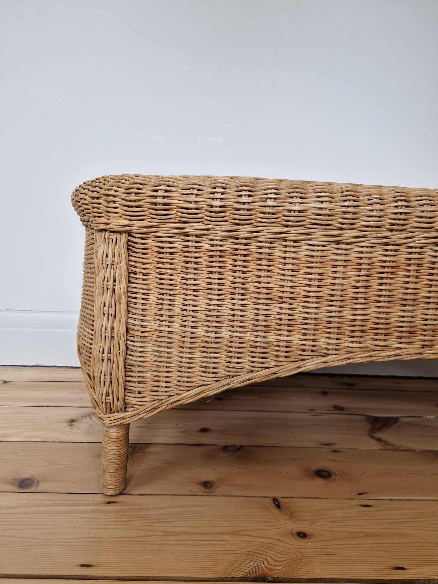 Vintage Wicker Coffee Table with Diamond Detail