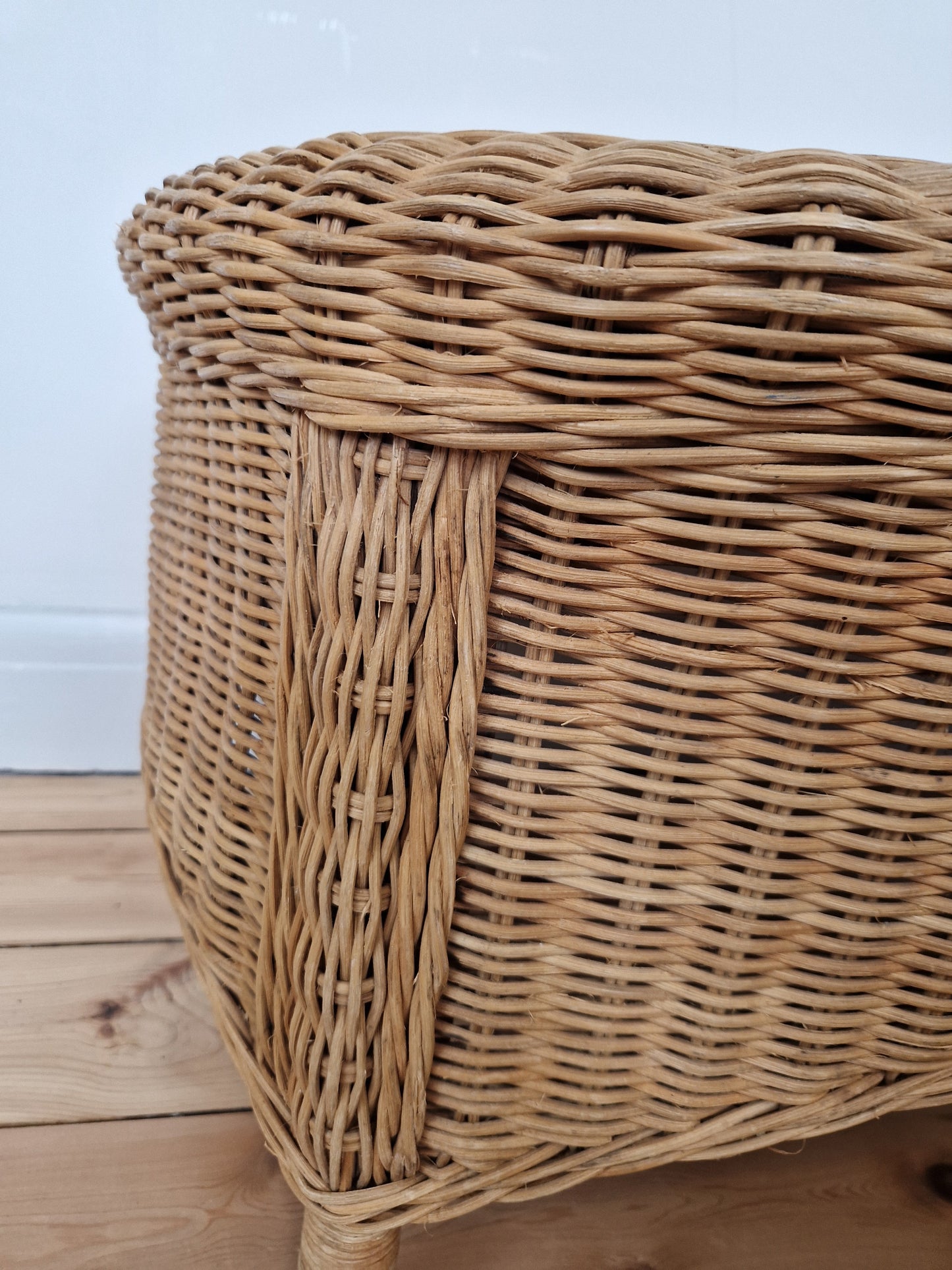 Vintage Wicker Coffee Table with Diamond Detail