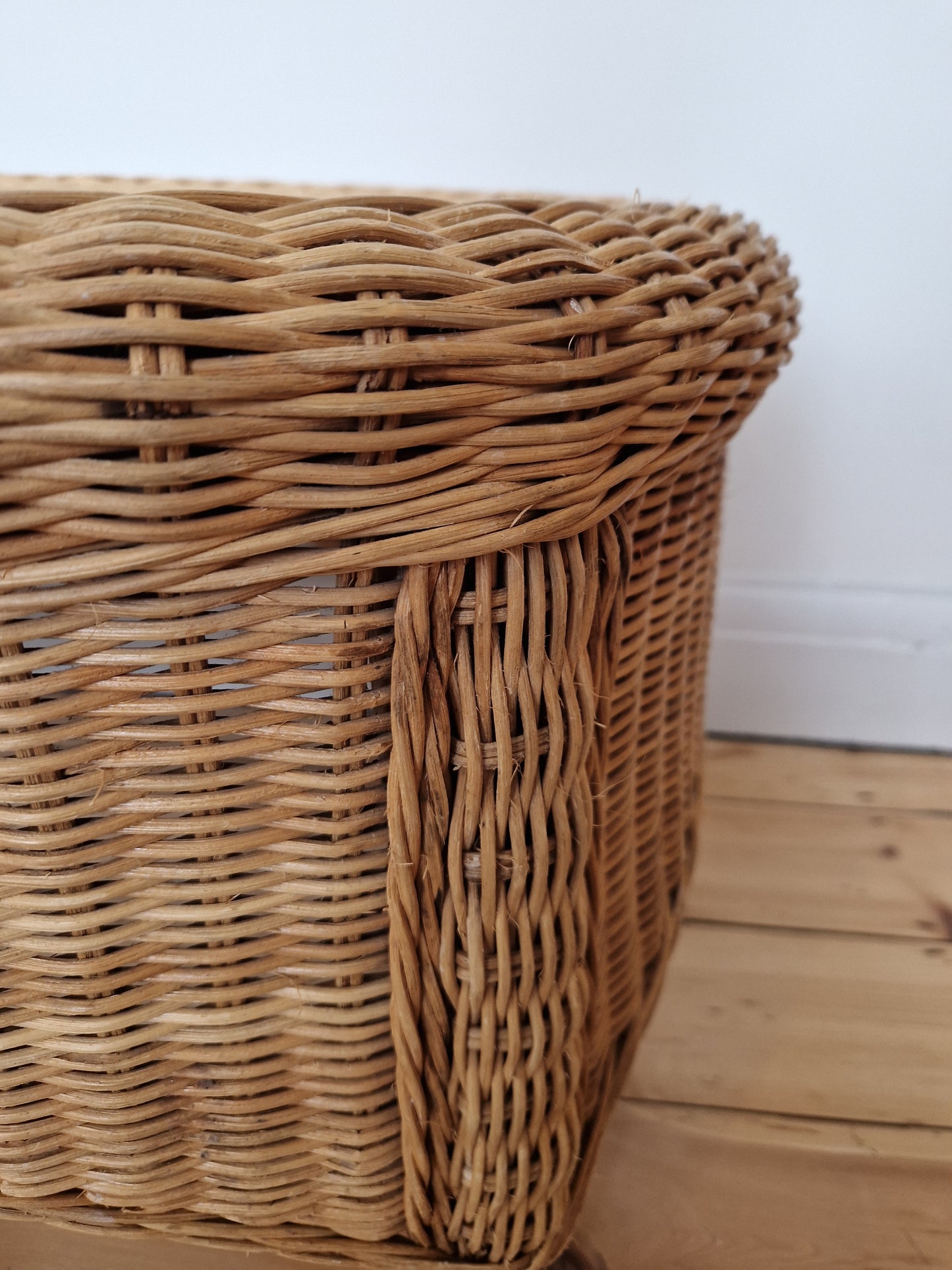 Vintage Wicker Coffee Table with Diamond Detail