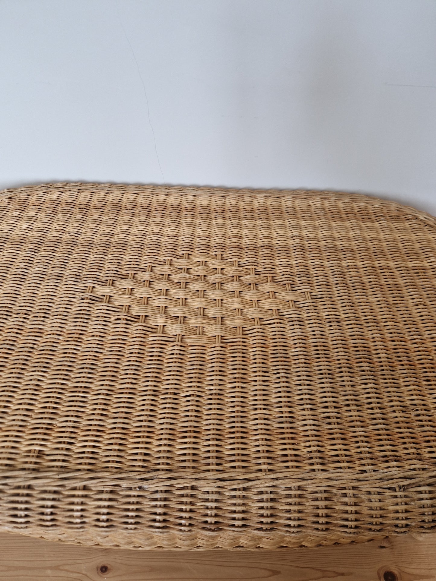 Vintage Wicker Coffee Table with Diamond Detail