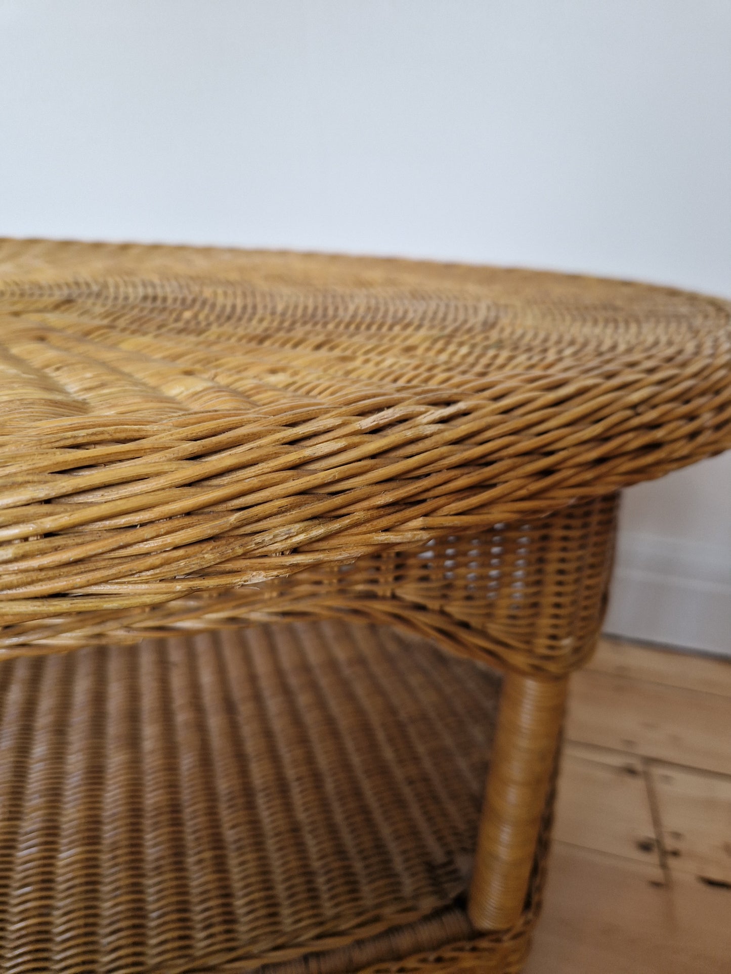 Vintage Oval Wicker Coffee Table