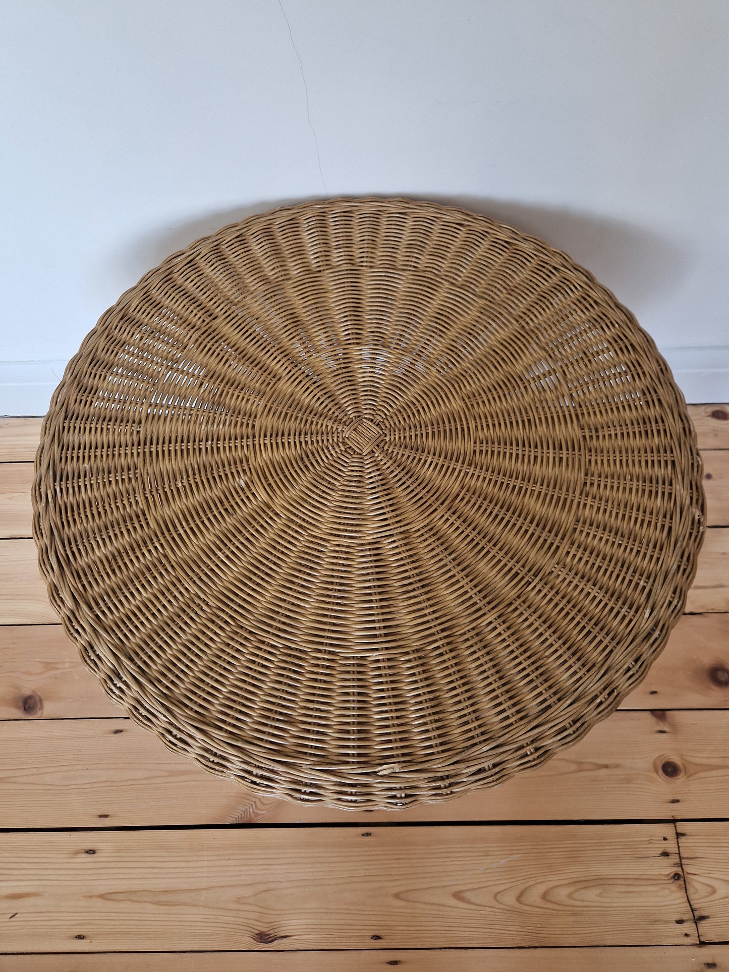 Vintage Round Wicker Side Table