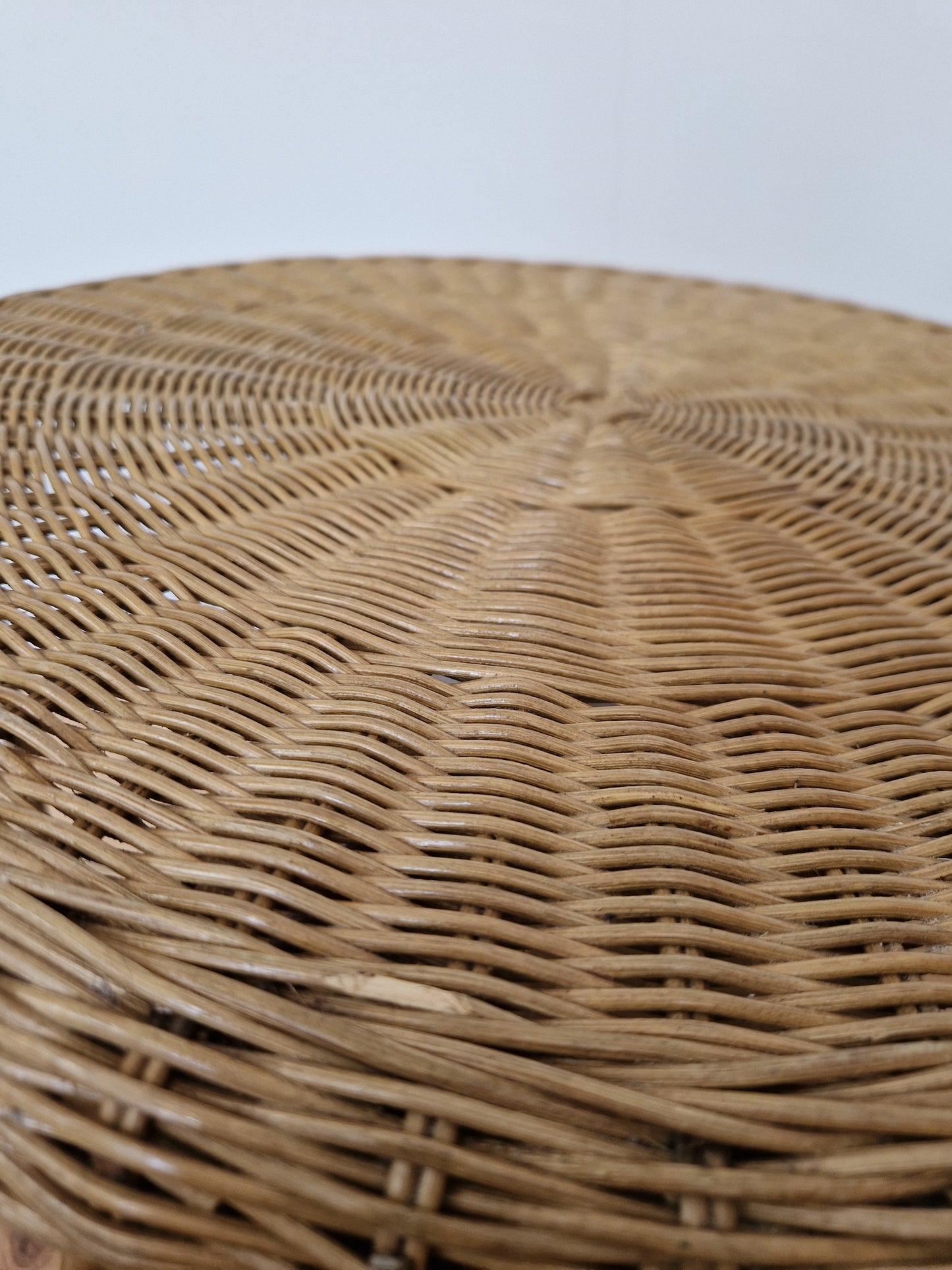 Vintage Round Wicker Side Table