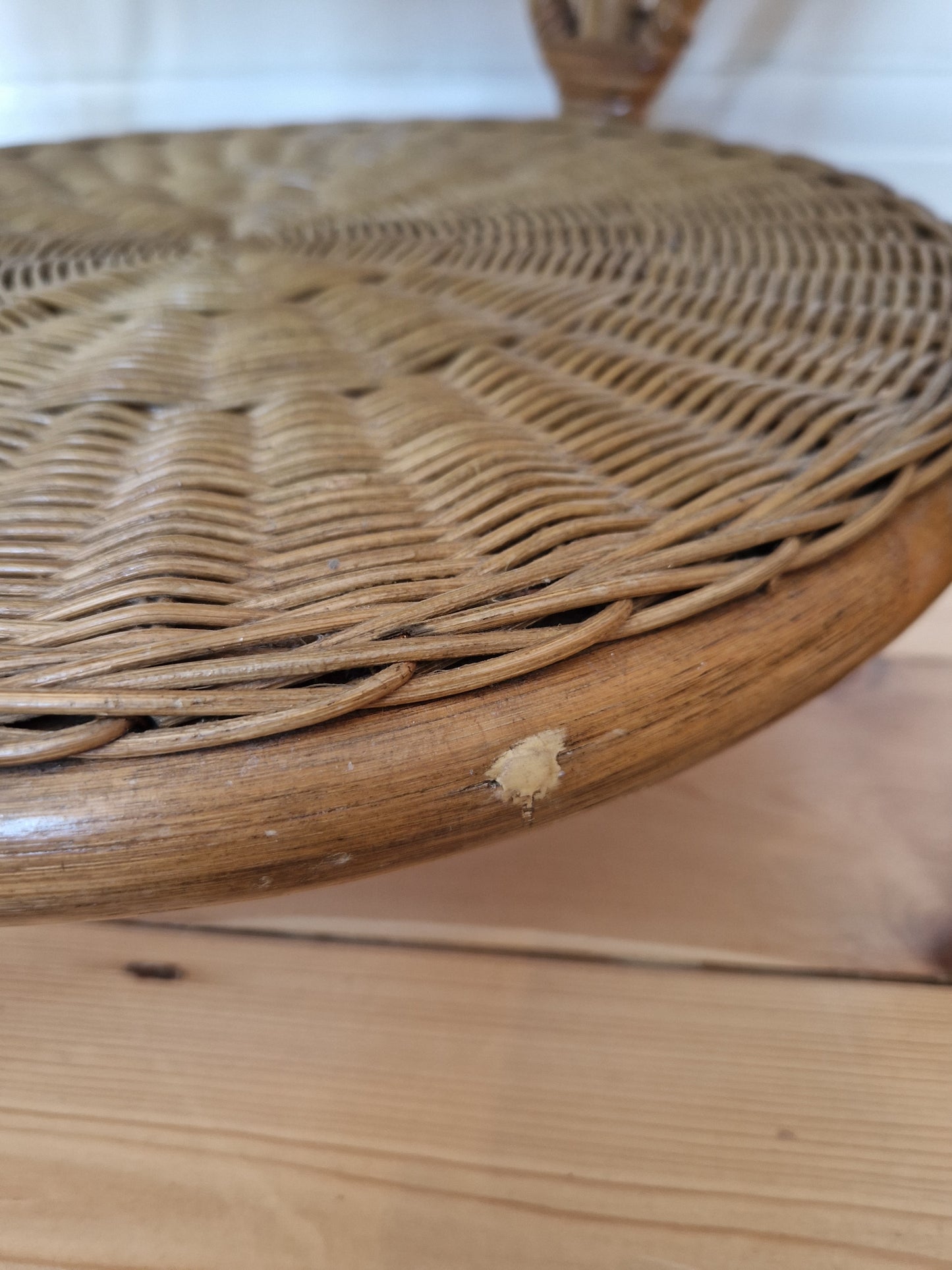 Vintage Round Wicker Side Table