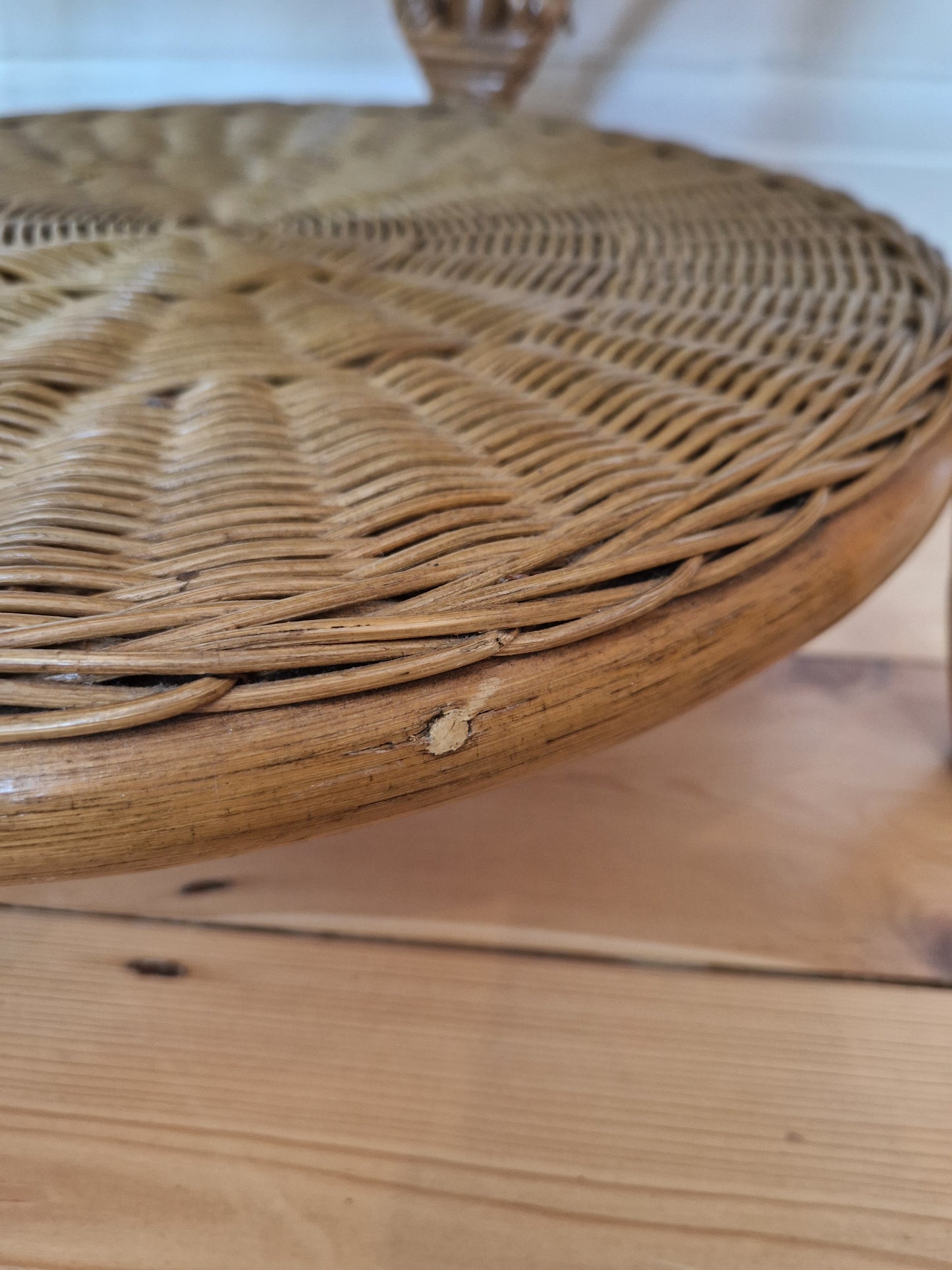 Vintage Round Wicker Side Table