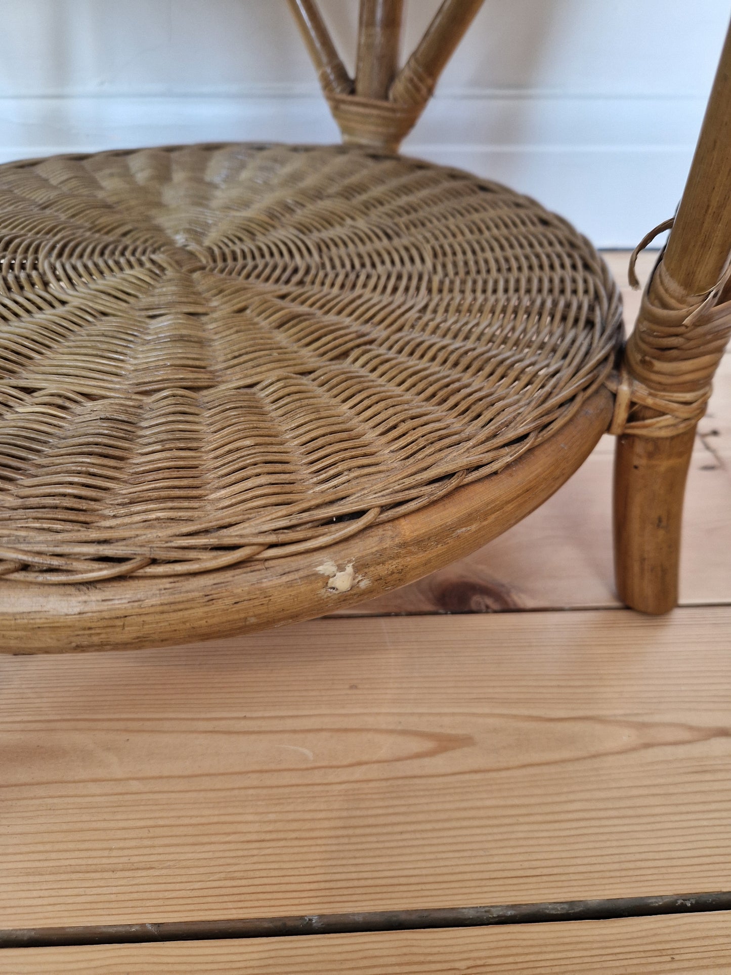 Vintage Round Wicker Side Table