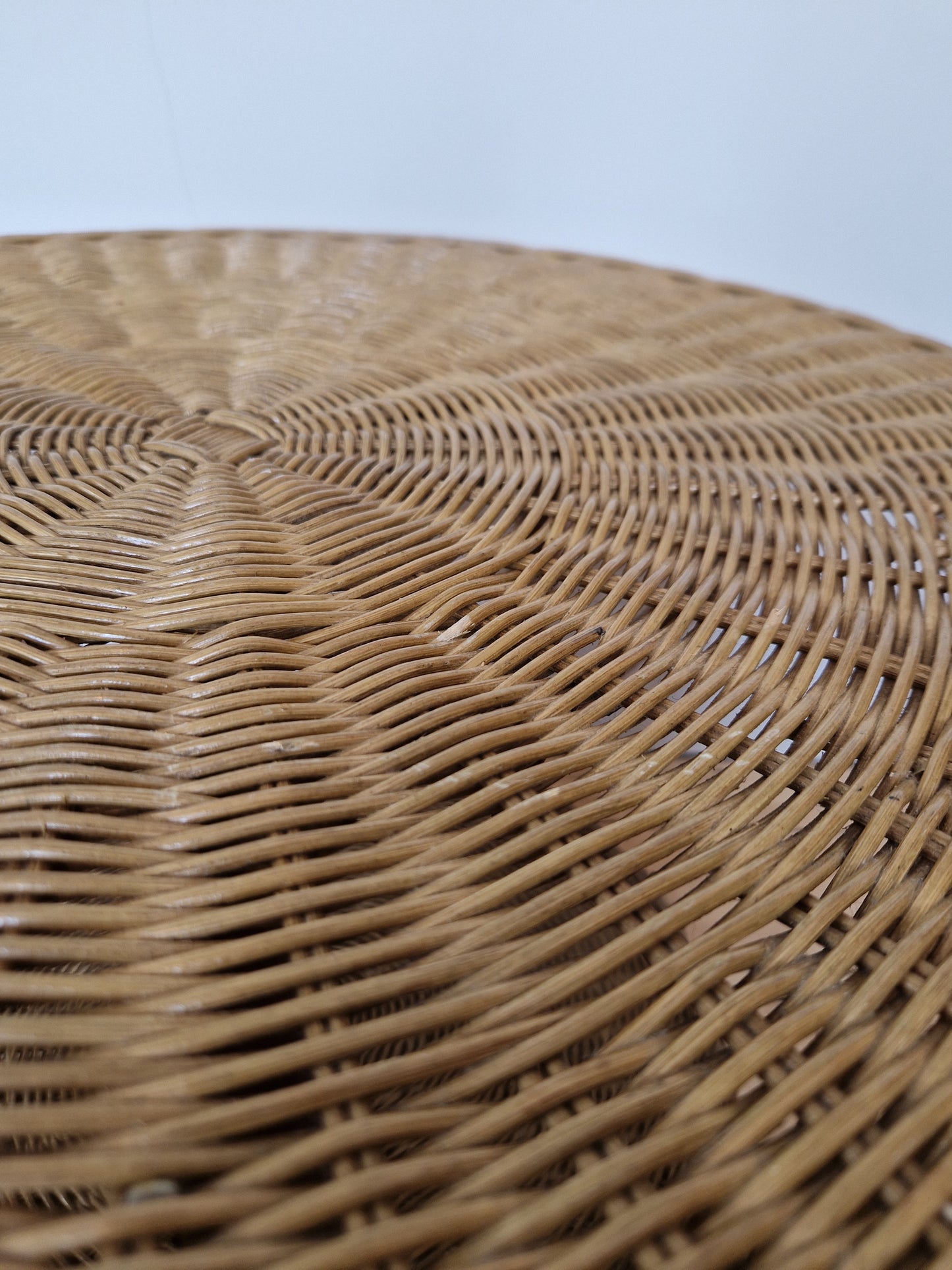Vintage Round Wicker Side Table