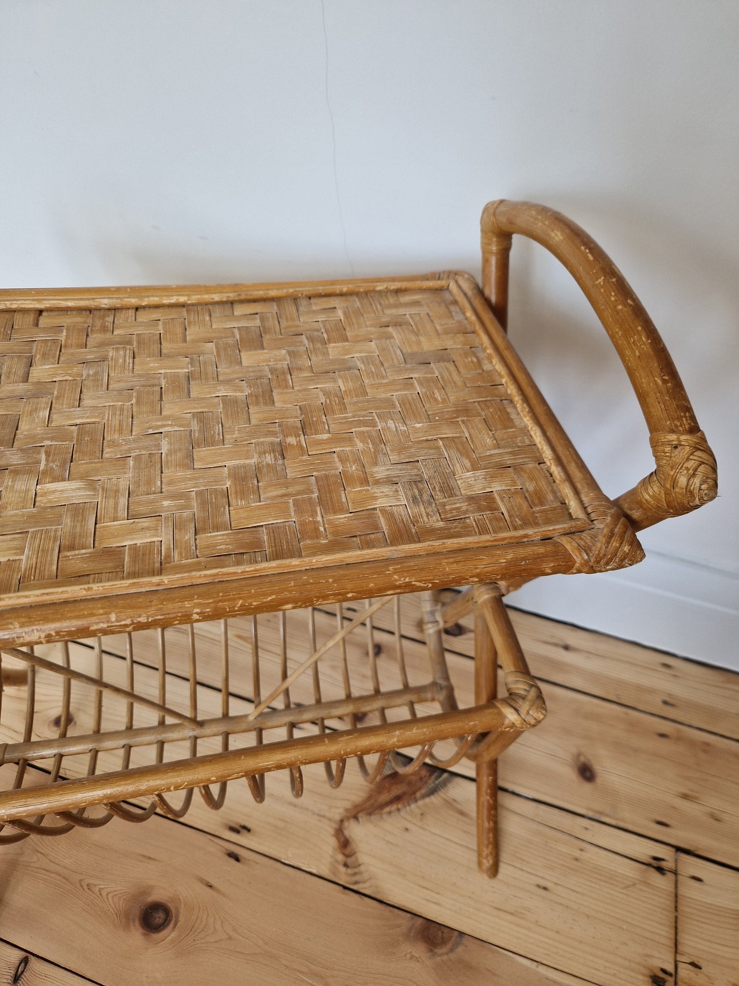 Vintage Bamboo Magazine Rack Side Table