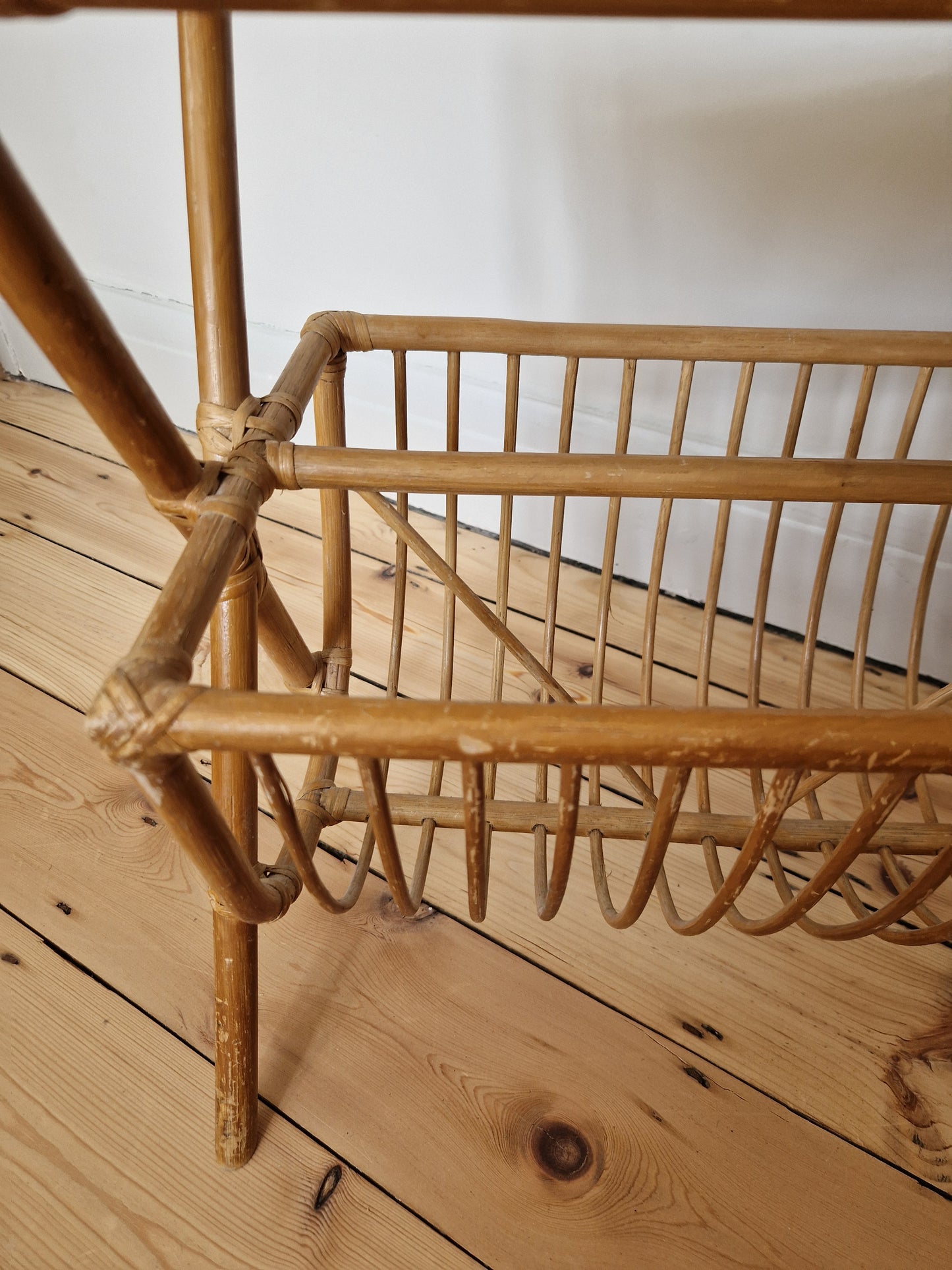 Vintage Bamboo Magazine Rack Side Table