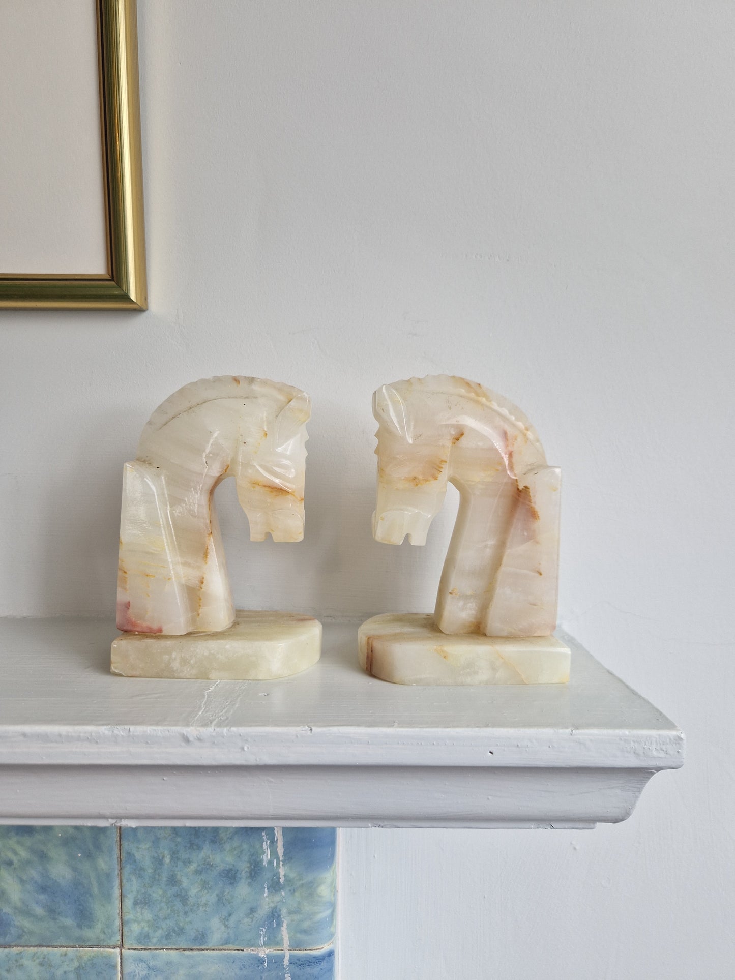 Solid Onyx Horse Head Bookends