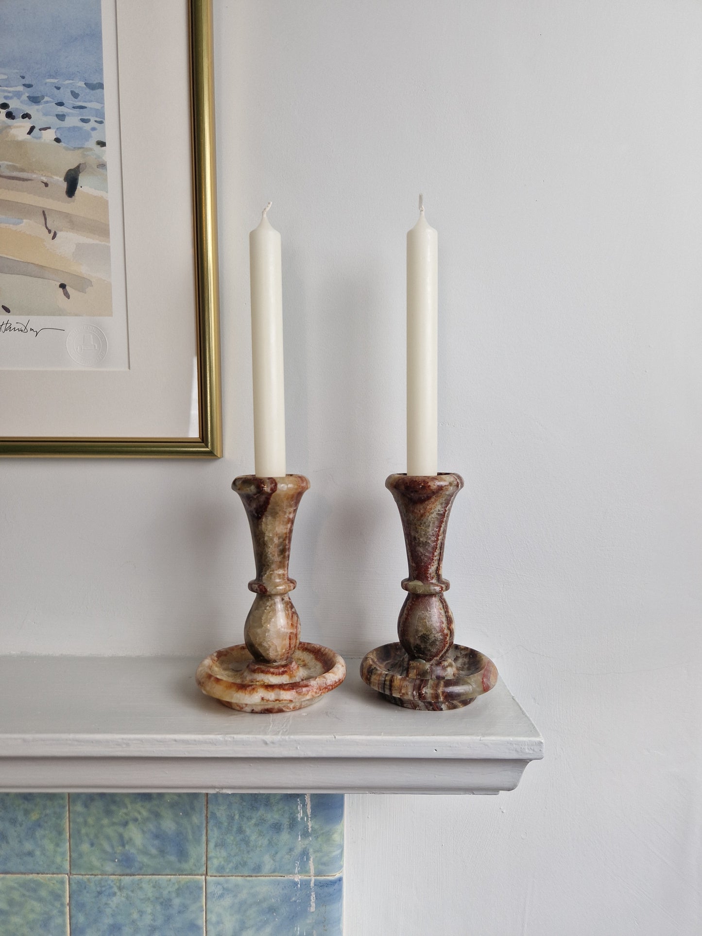 Pair of Onyx Marble Candlesticks