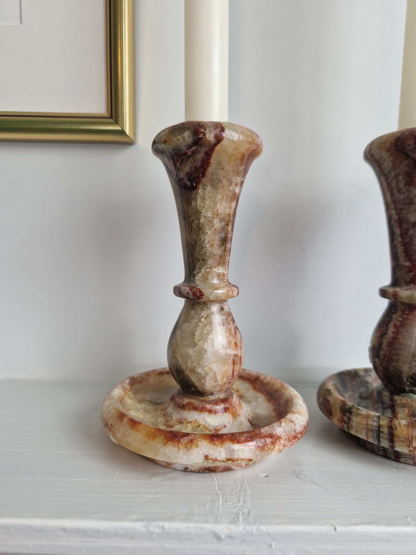 Pair of Onyx Marble Candlesticks