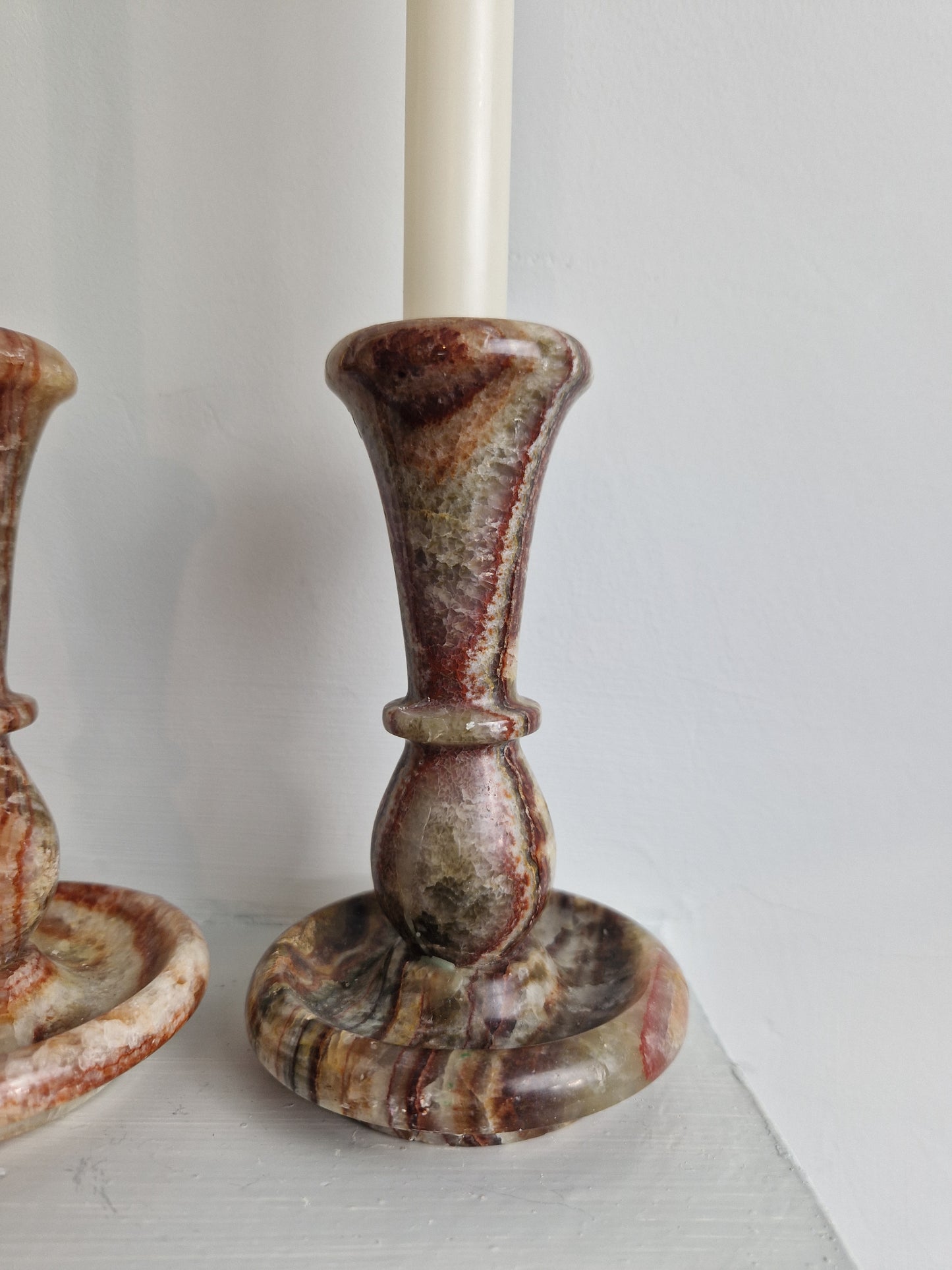 Pair of Onyx Marble Candlesticks