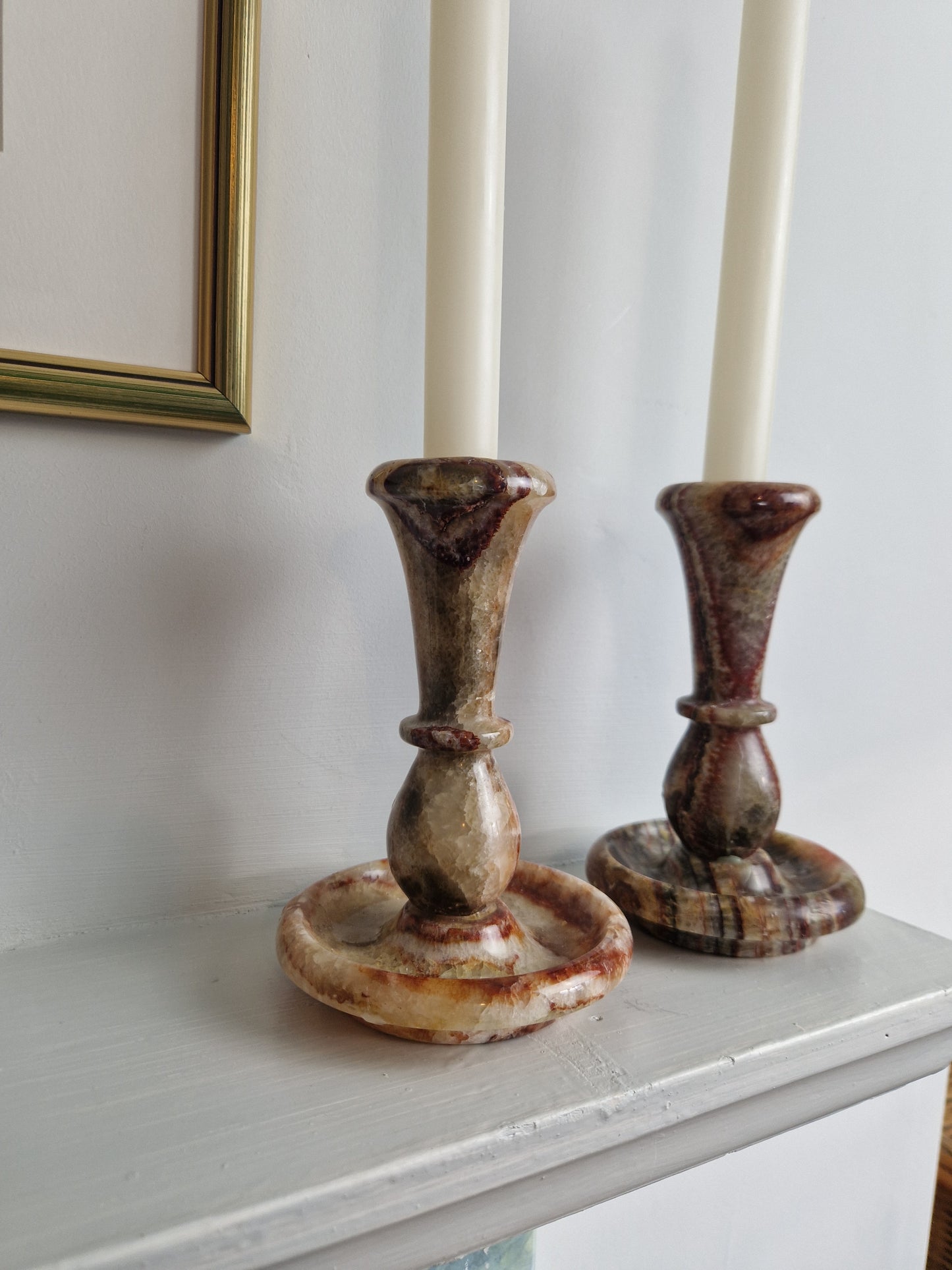 Pair of Onyx Marble Candlesticks