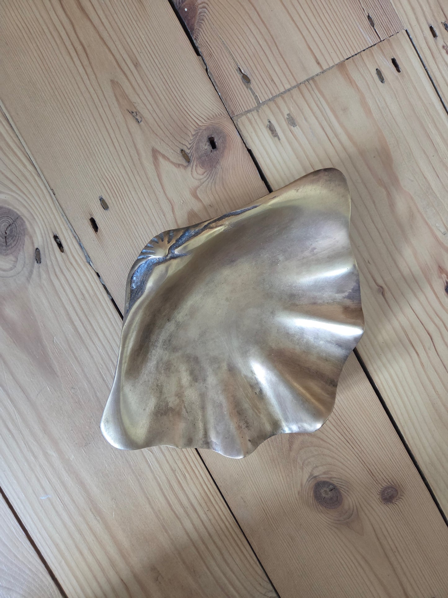 Vintage Brass Clam Shell Trinket Dish