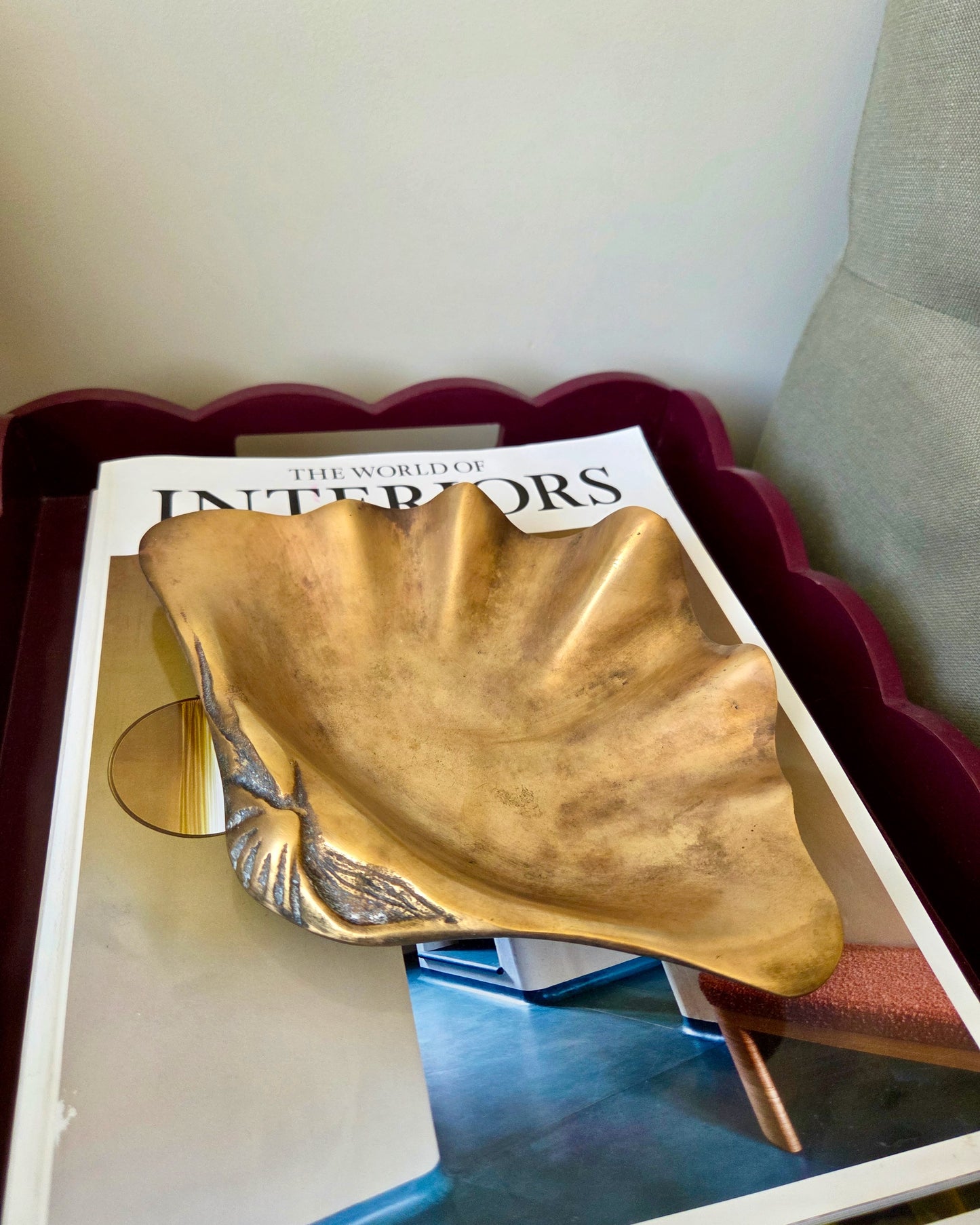 Vintage Brass Clam Shell Trinket Dish