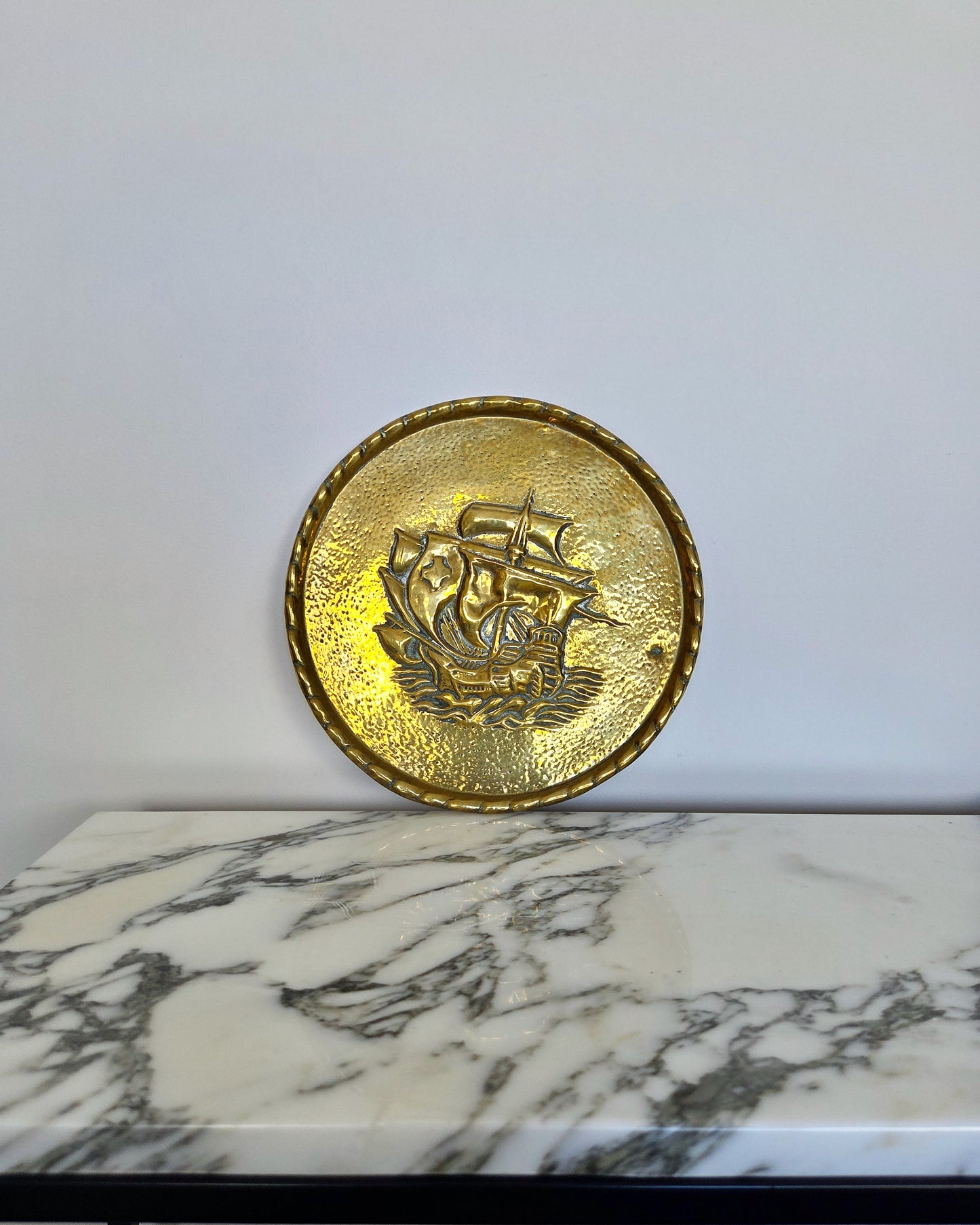 Brass Wall Plate With Ship Detail