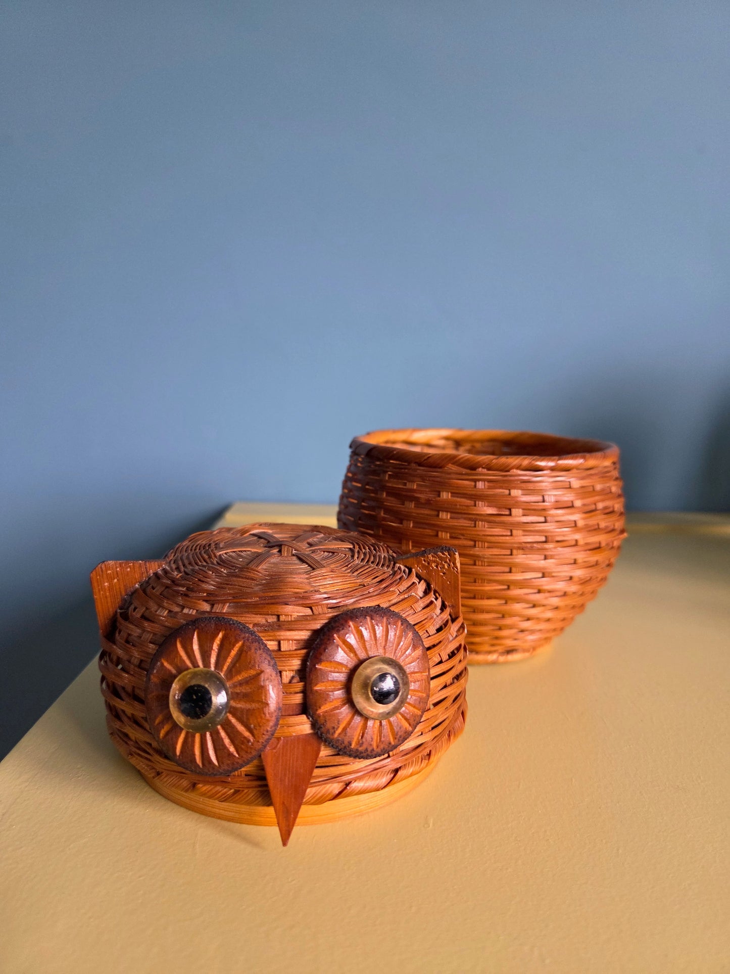 Medium Wicker Owl Trinket Pot