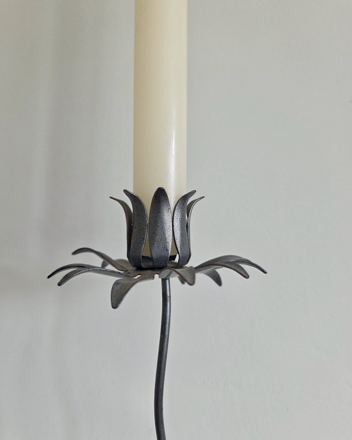 Pair of Metal Flower Candlesticks