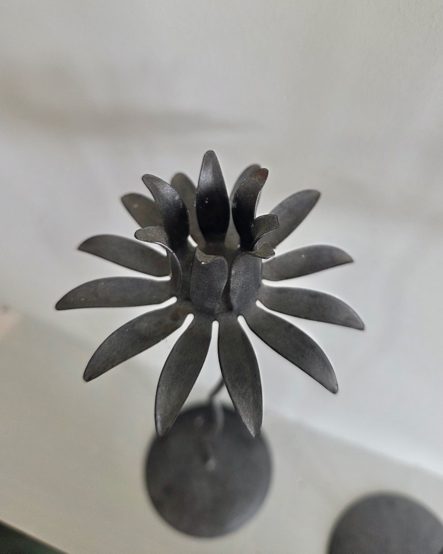 Pair of Metal Flower Candlesticks
