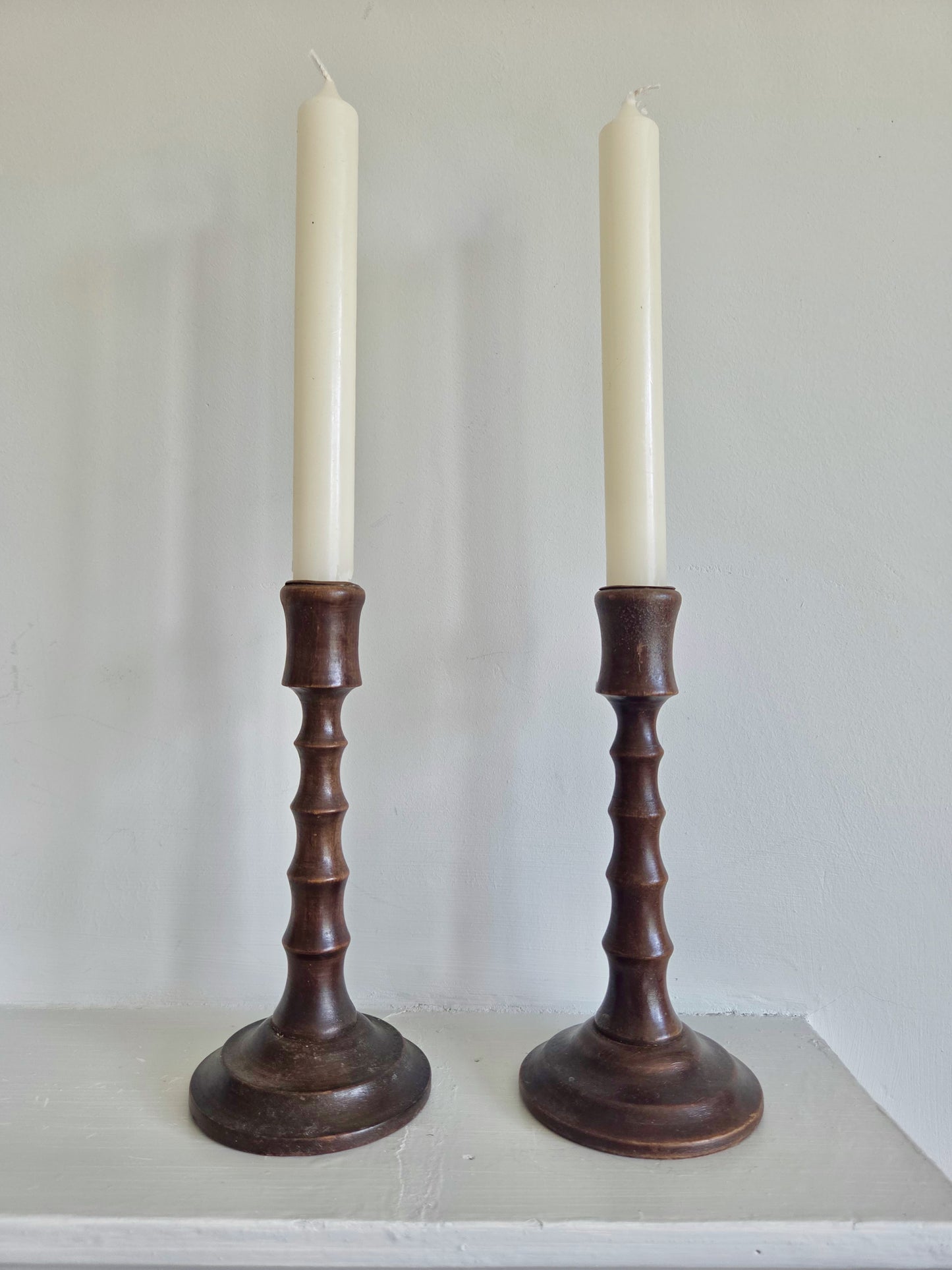 Oak Faux Bamboo Candlesticks