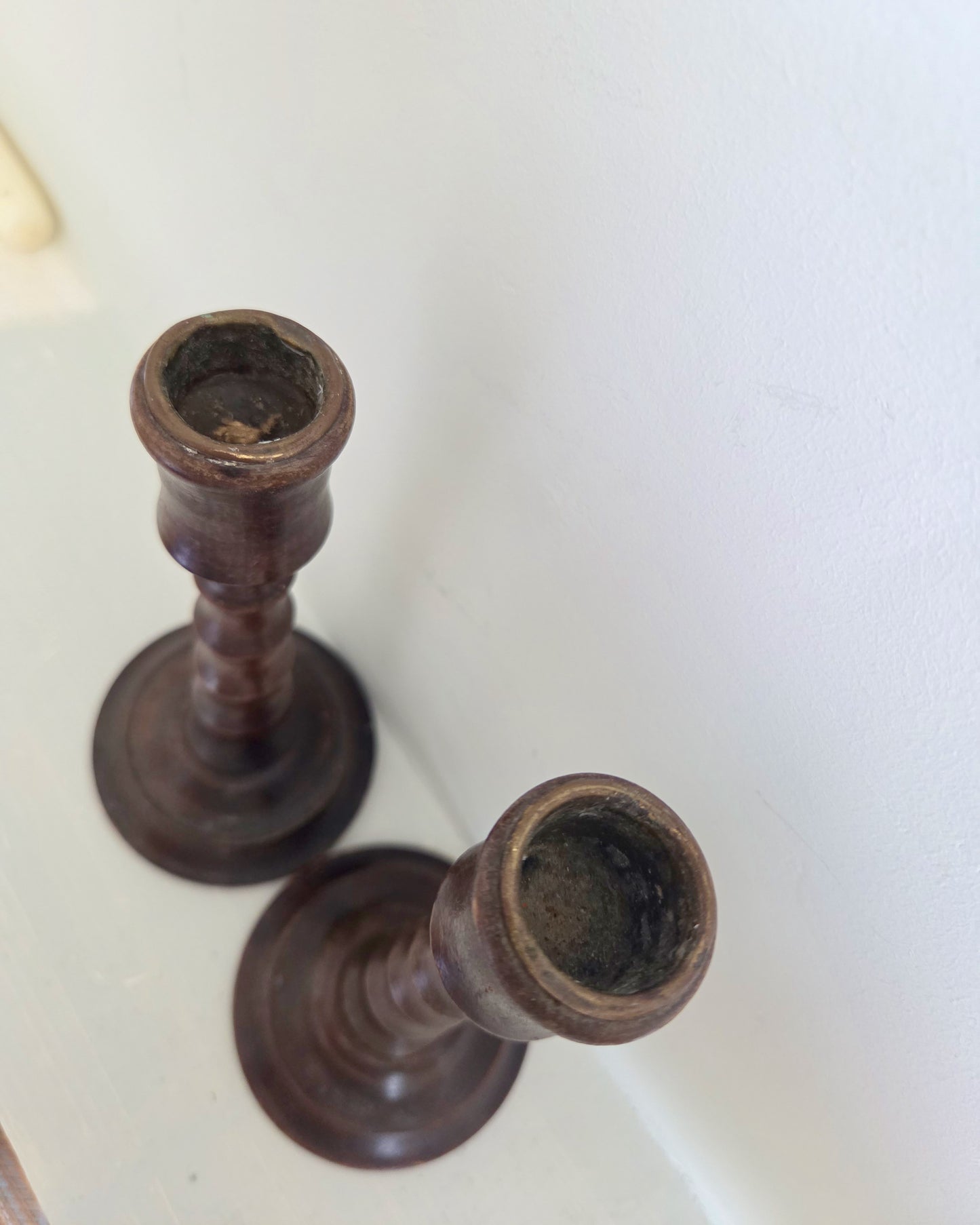 Oak Faux Bamboo Candlesticks