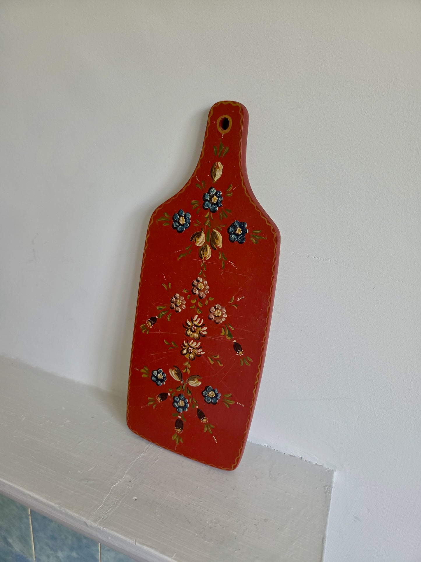 Vintage Red Floral Chopping Board