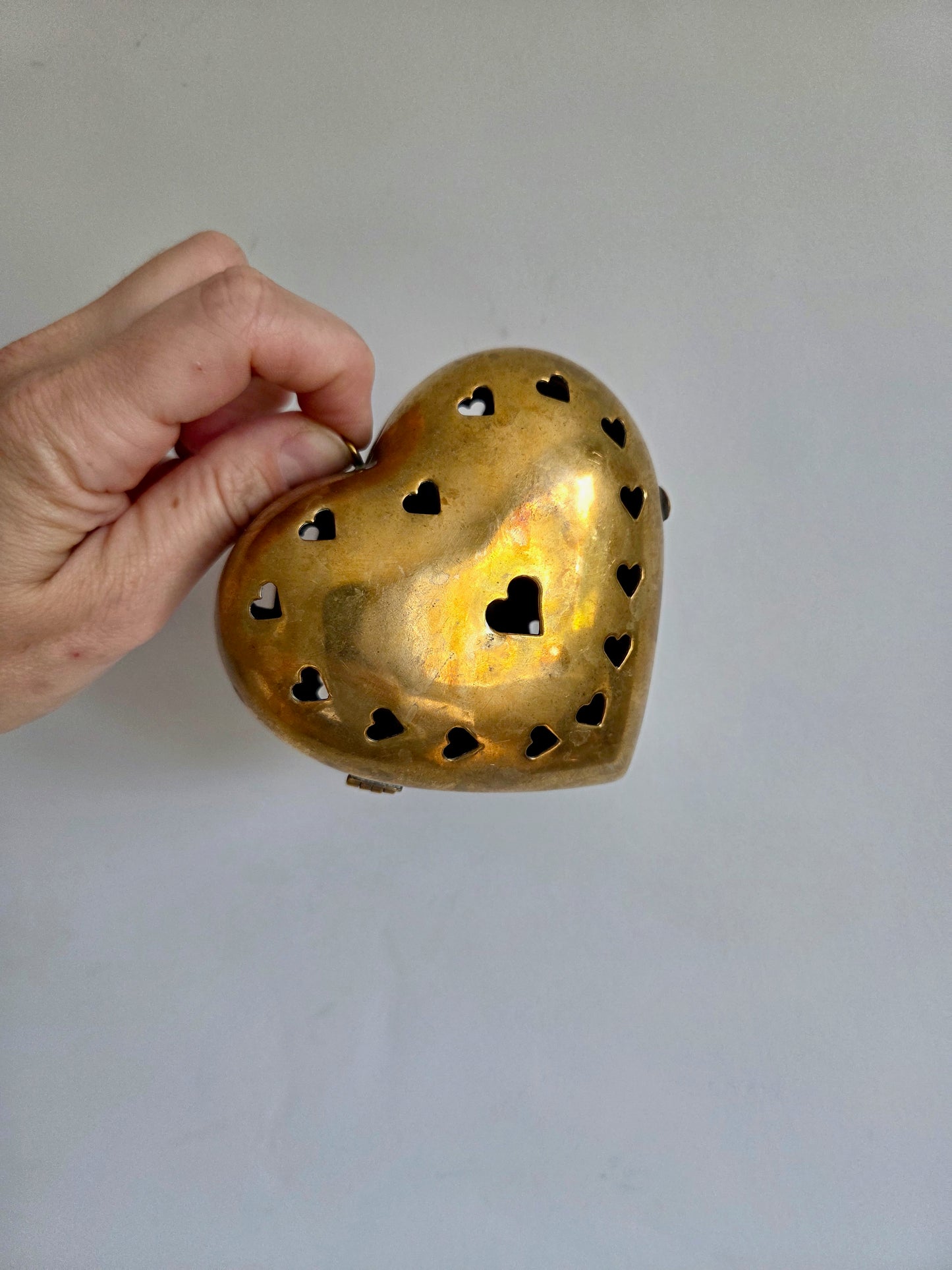 Vintage Brass Heart Lavender Holder