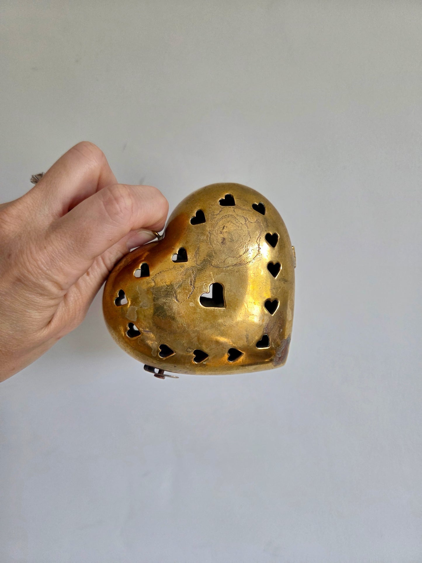 Vintage Brass Heart Lavender Holder