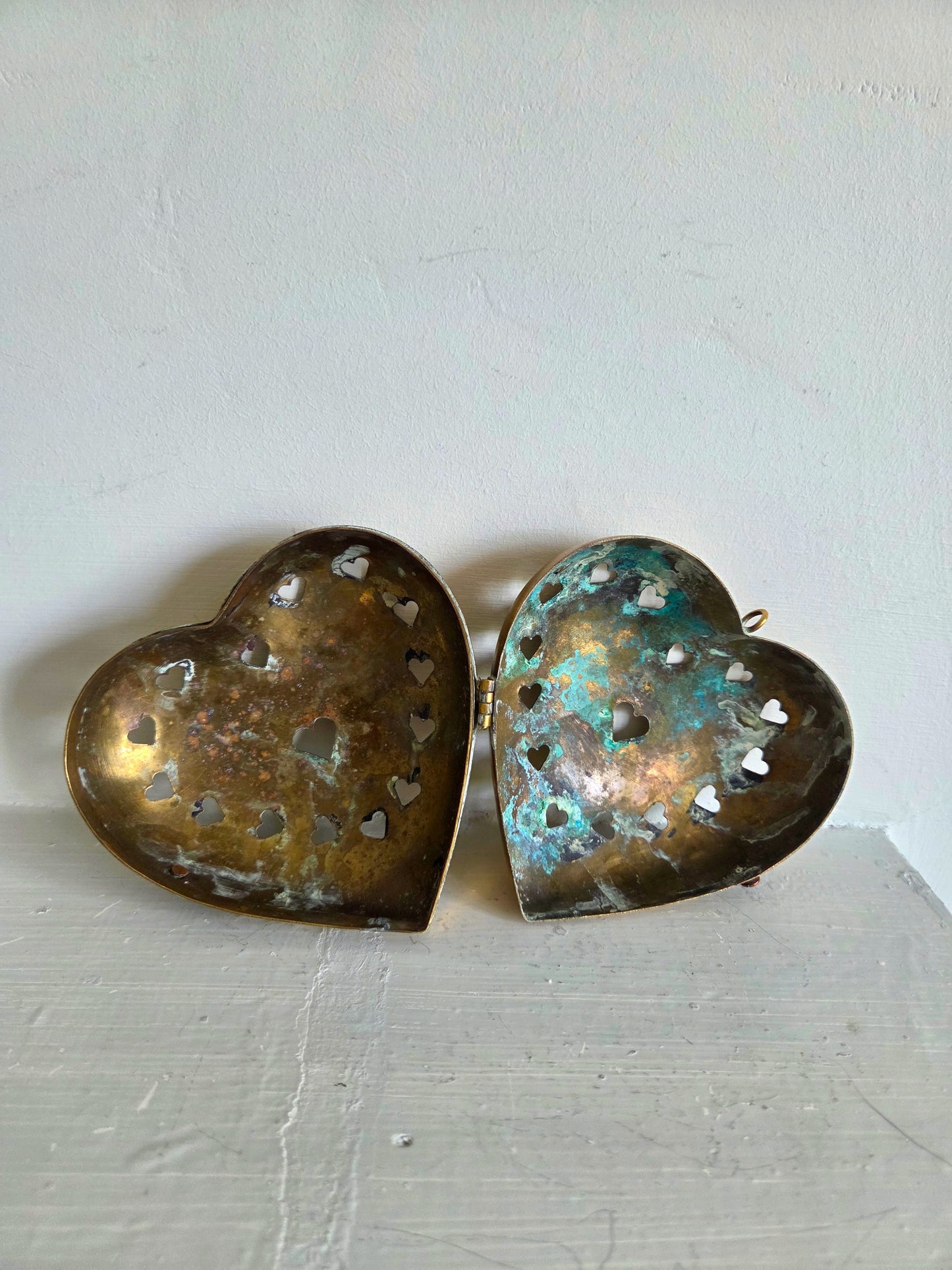 Vintage Brass Heart Lavender Holder