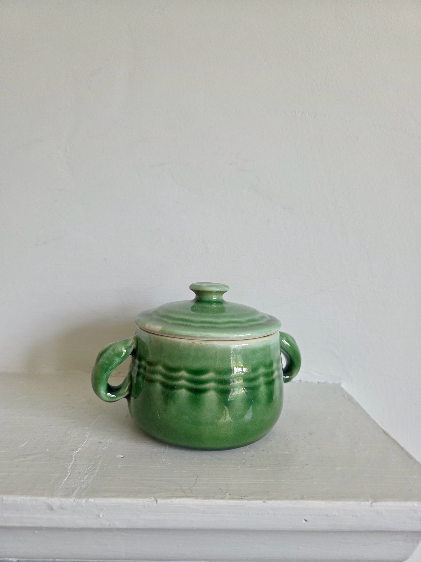 Vintage Green Sugar Bowl
