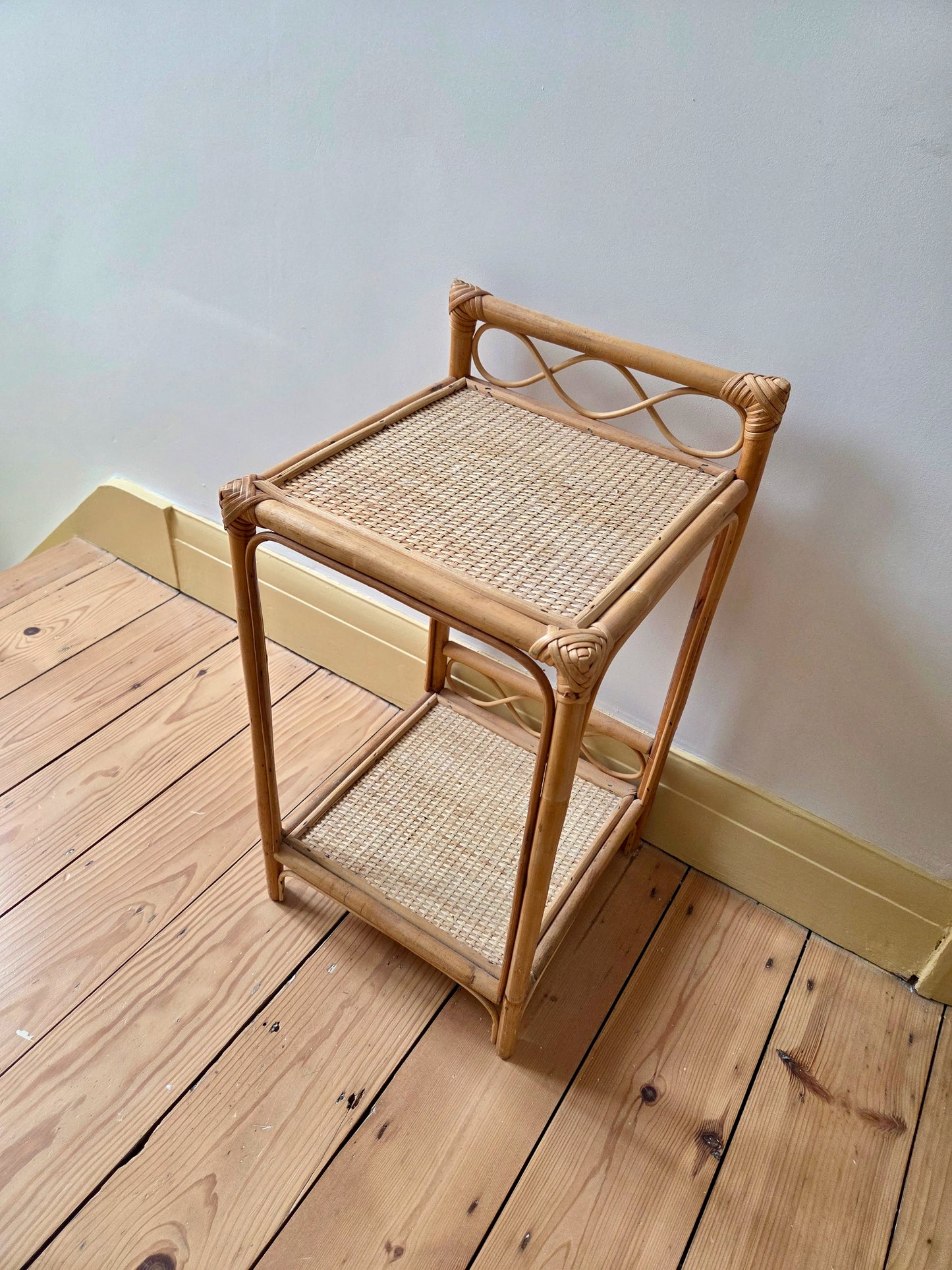 Bamboo and Rattan Two Tier Side Table