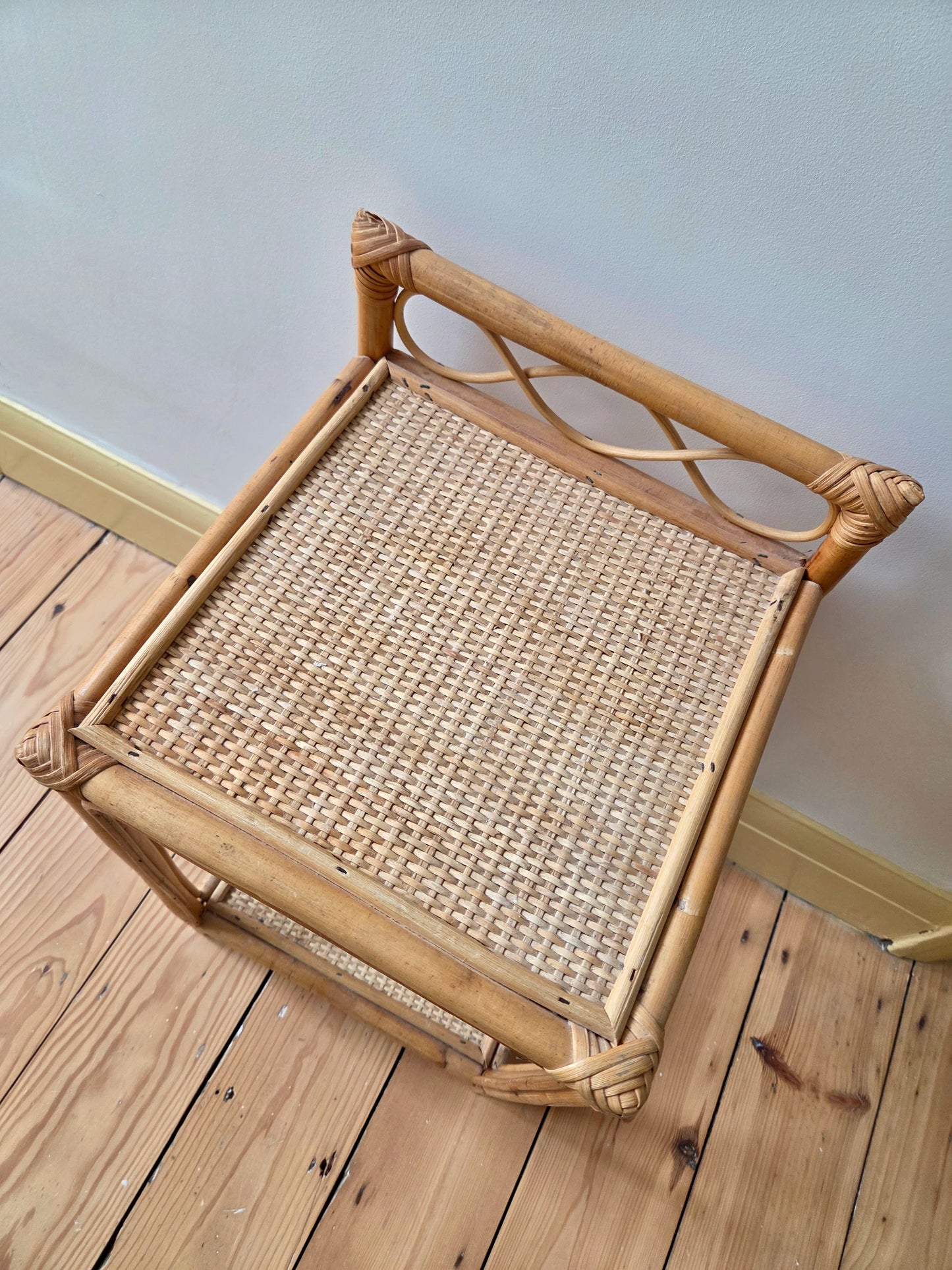 Bamboo and Rattan Two Tier Side Table