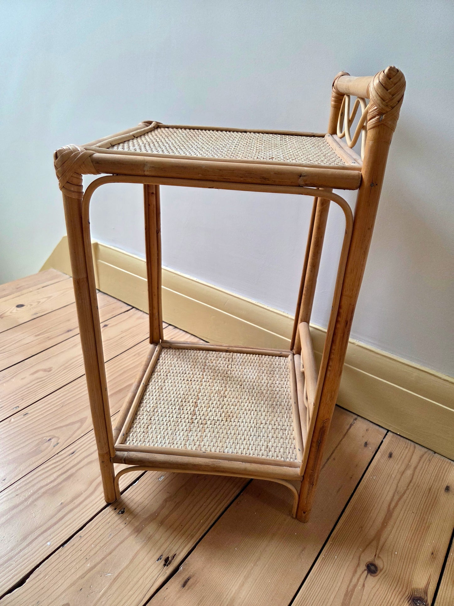 Bamboo and Rattan Two Tier Side Table
