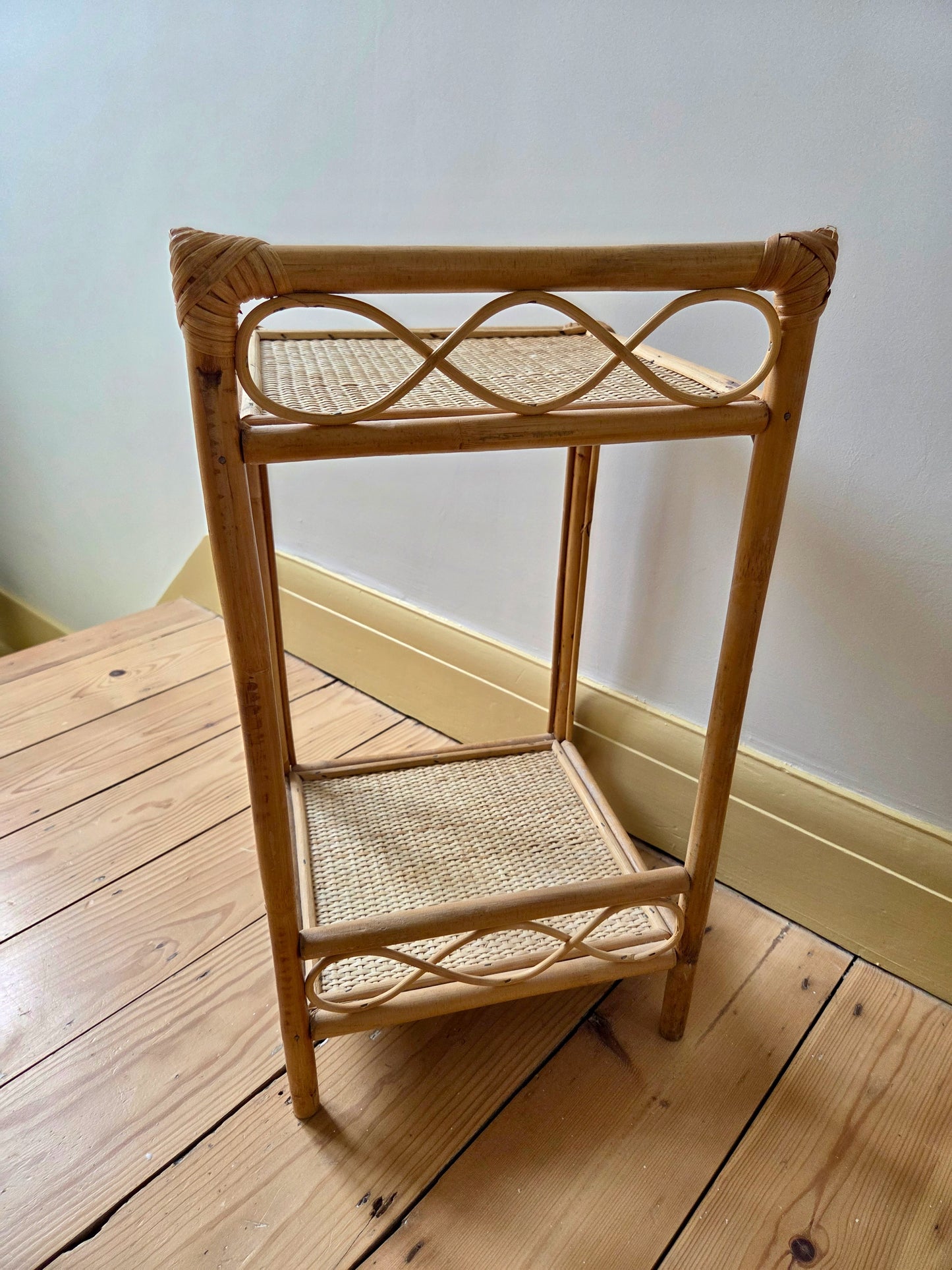 Bamboo and Rattan Two Tier Side Table