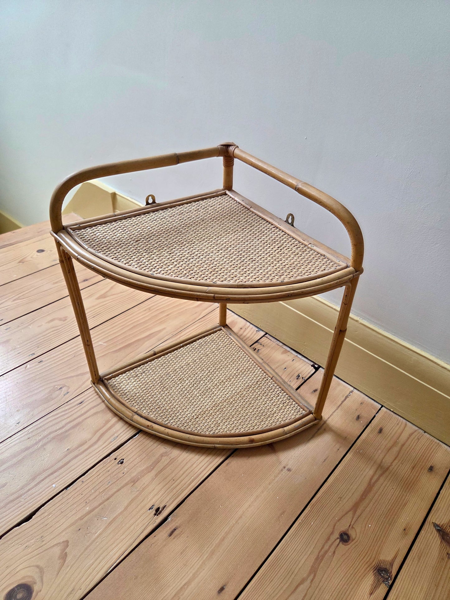 Bamboo and Rattan Corner Shelf