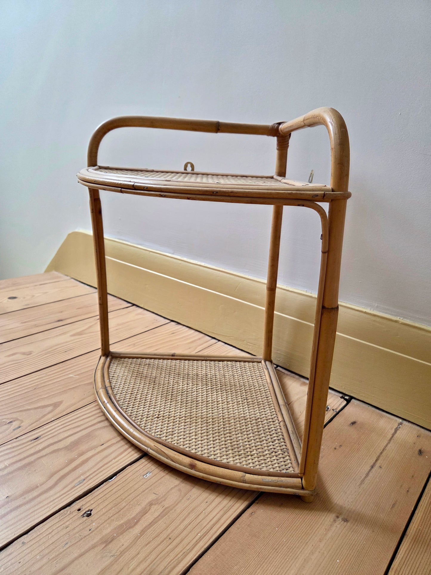 Bamboo and Rattan Corner Shelf
