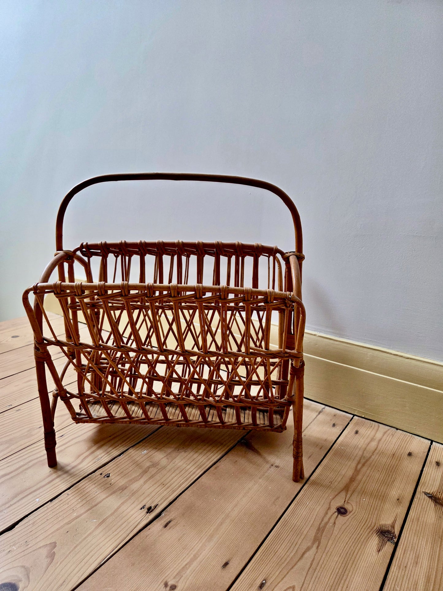 Vintage Rattan Magazine Rack