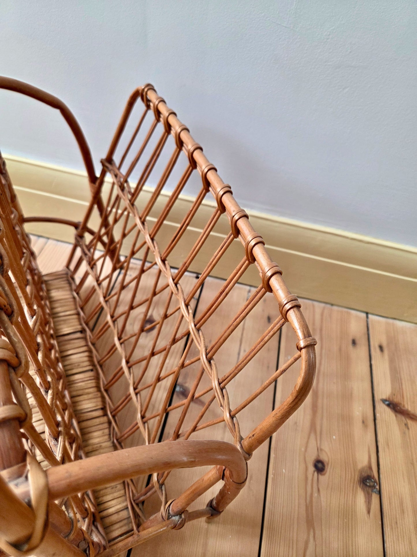 Vintage Rattan Magazine Rack