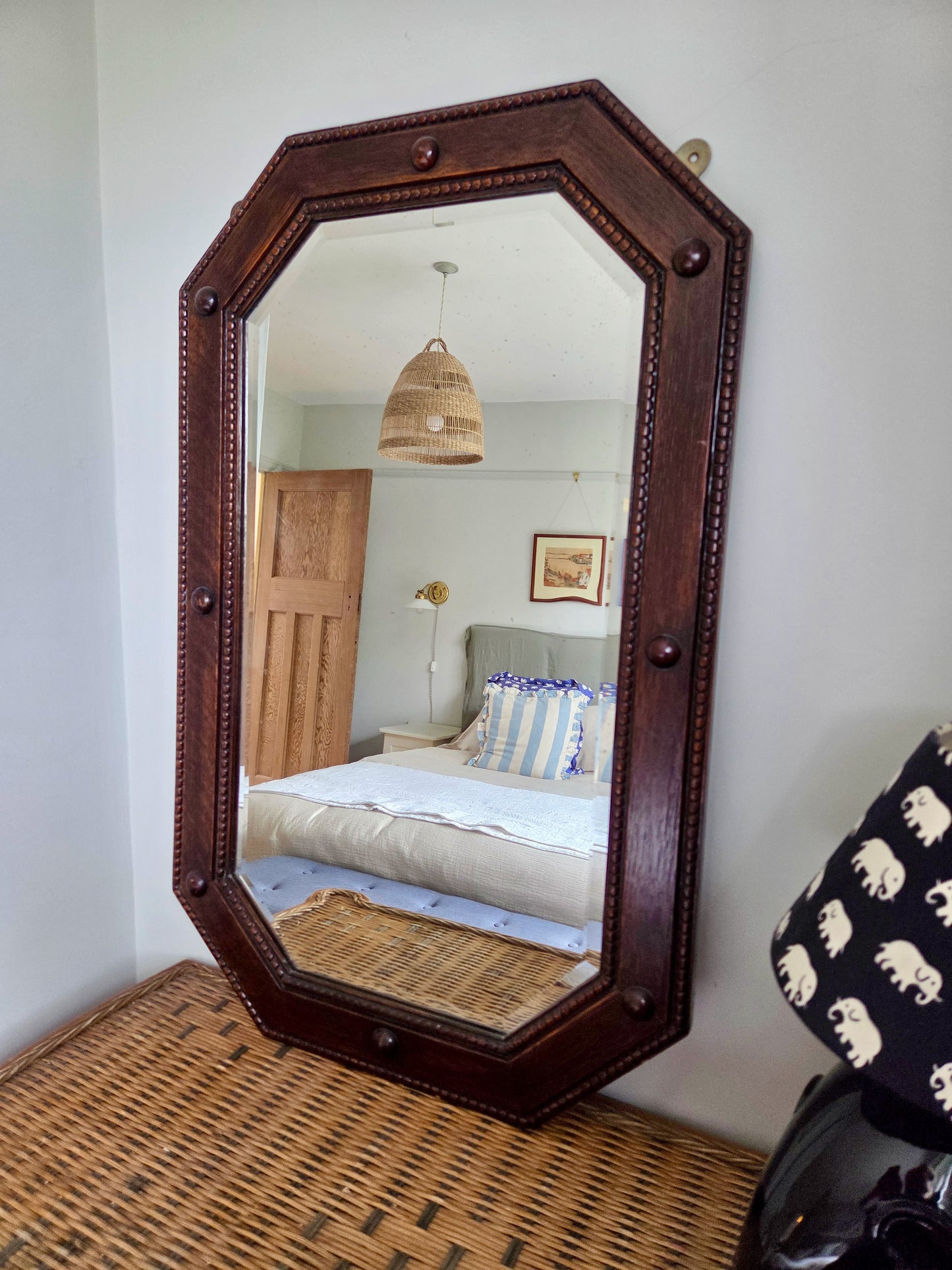 Octagonal Oak Mirror