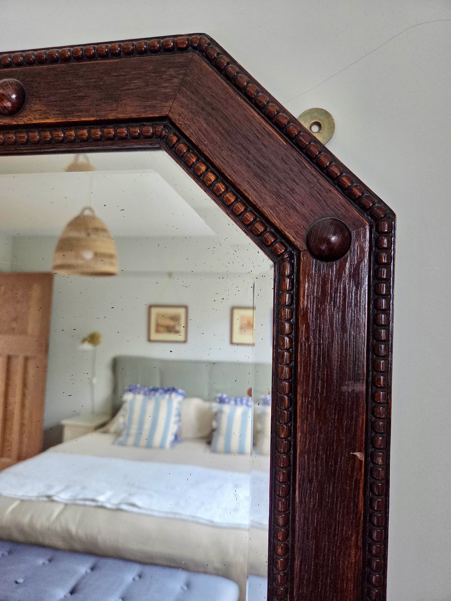 Octagonal Oak Mirror